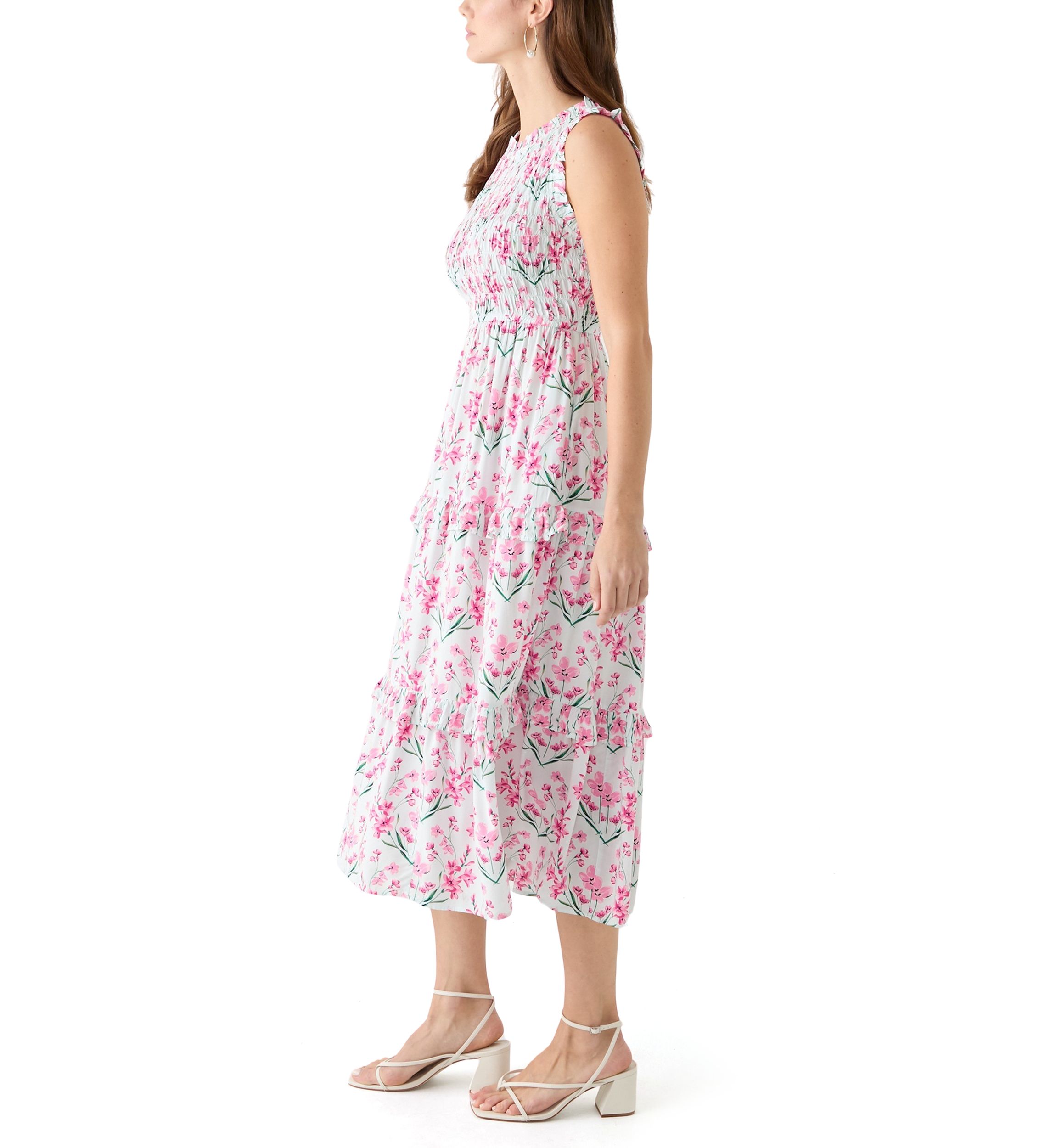 Womens Sleeveless Midi Smock Dress