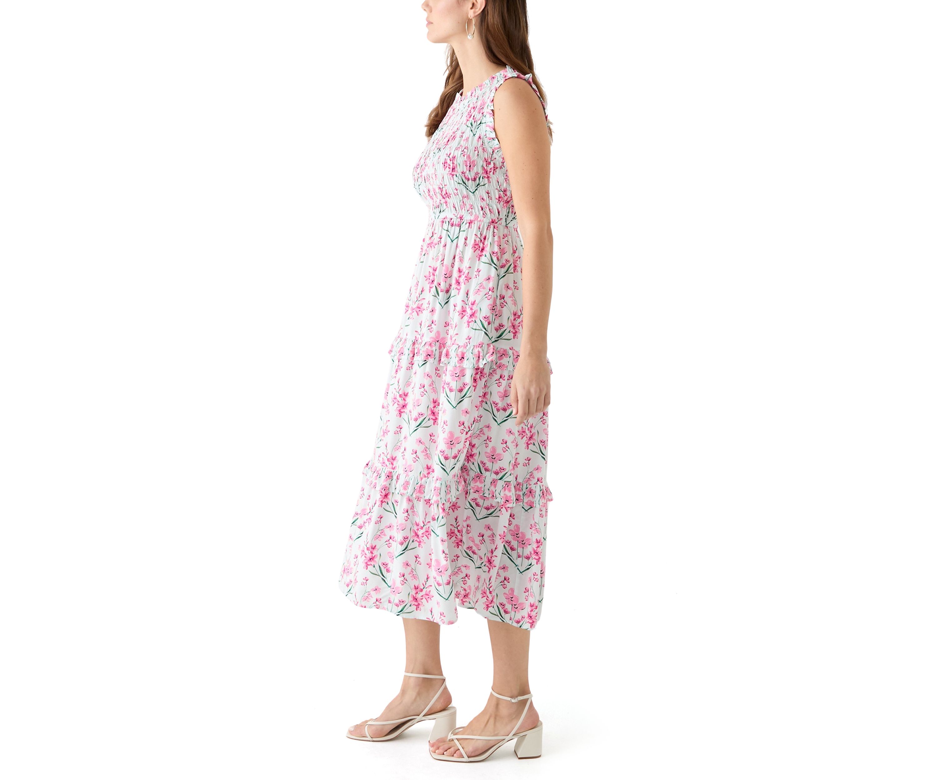 Womens Sleeveless Midi Smock Dress