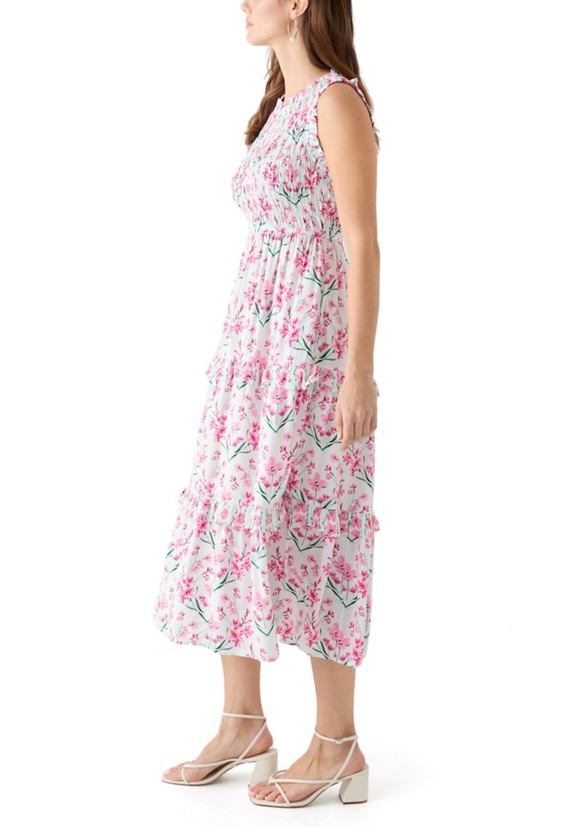 Womens Sleeveless Midi Smock Dress