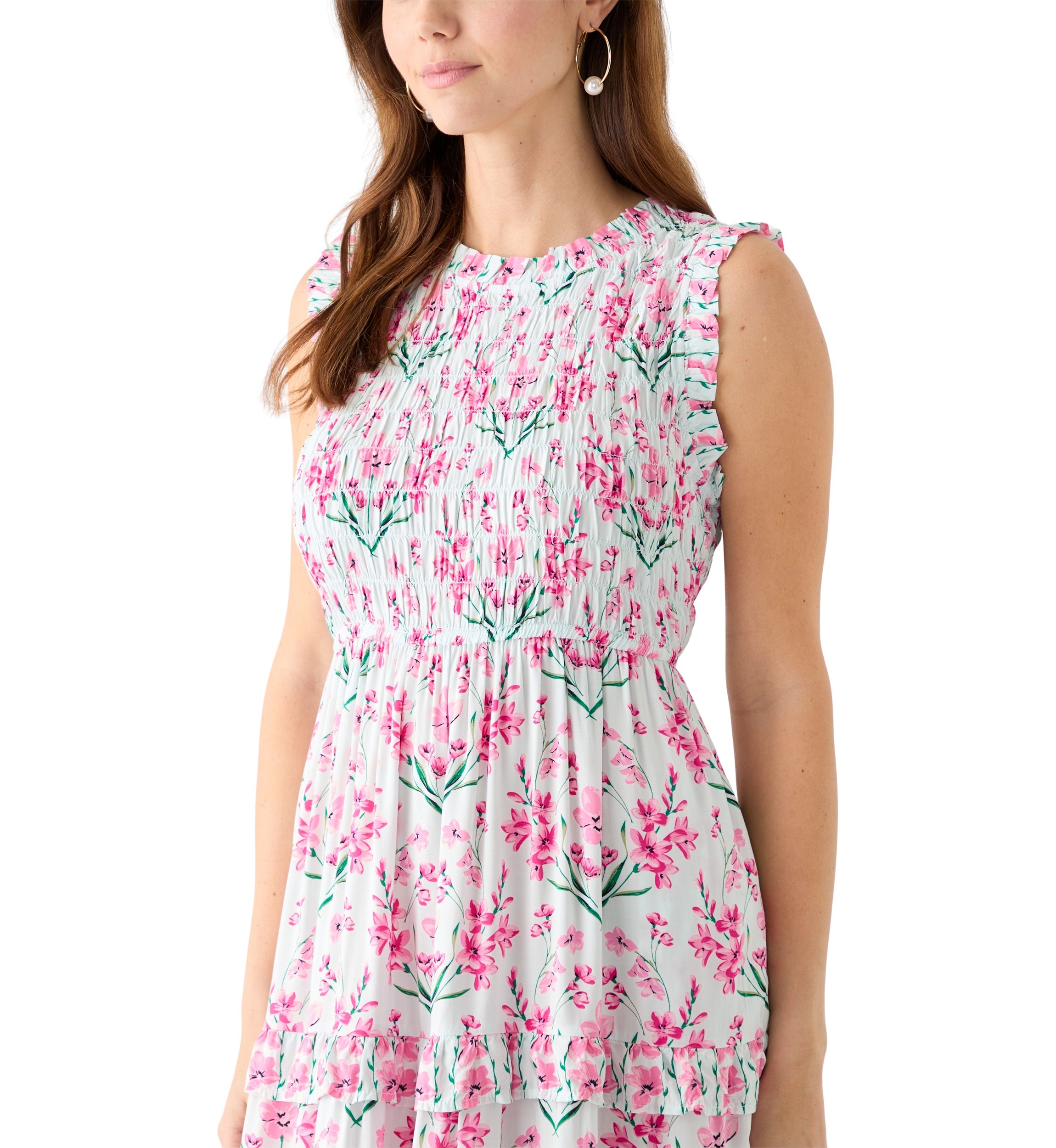 Womens Sleeveless Midi Smock Dress