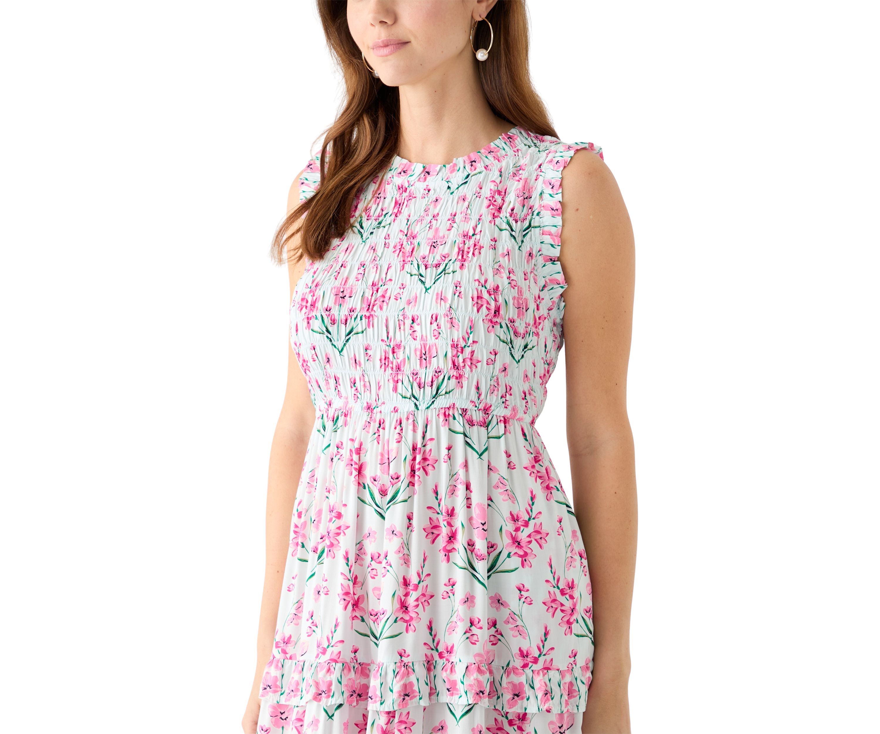 Womens Sleeveless Midi Smock Dress