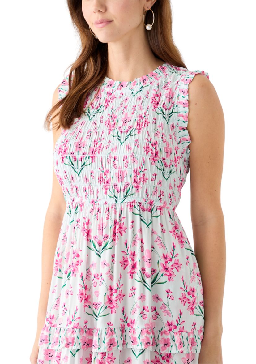 Womens Sleeveless Midi Smock Dress