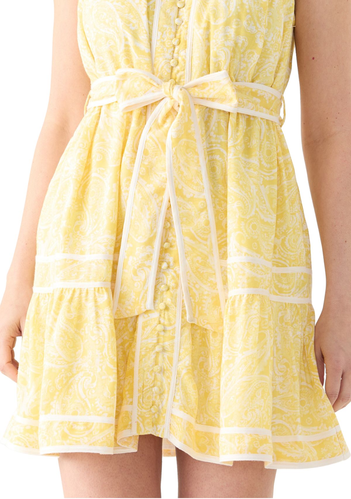 Womens Short Sleeve Eyelet Piped Dress 