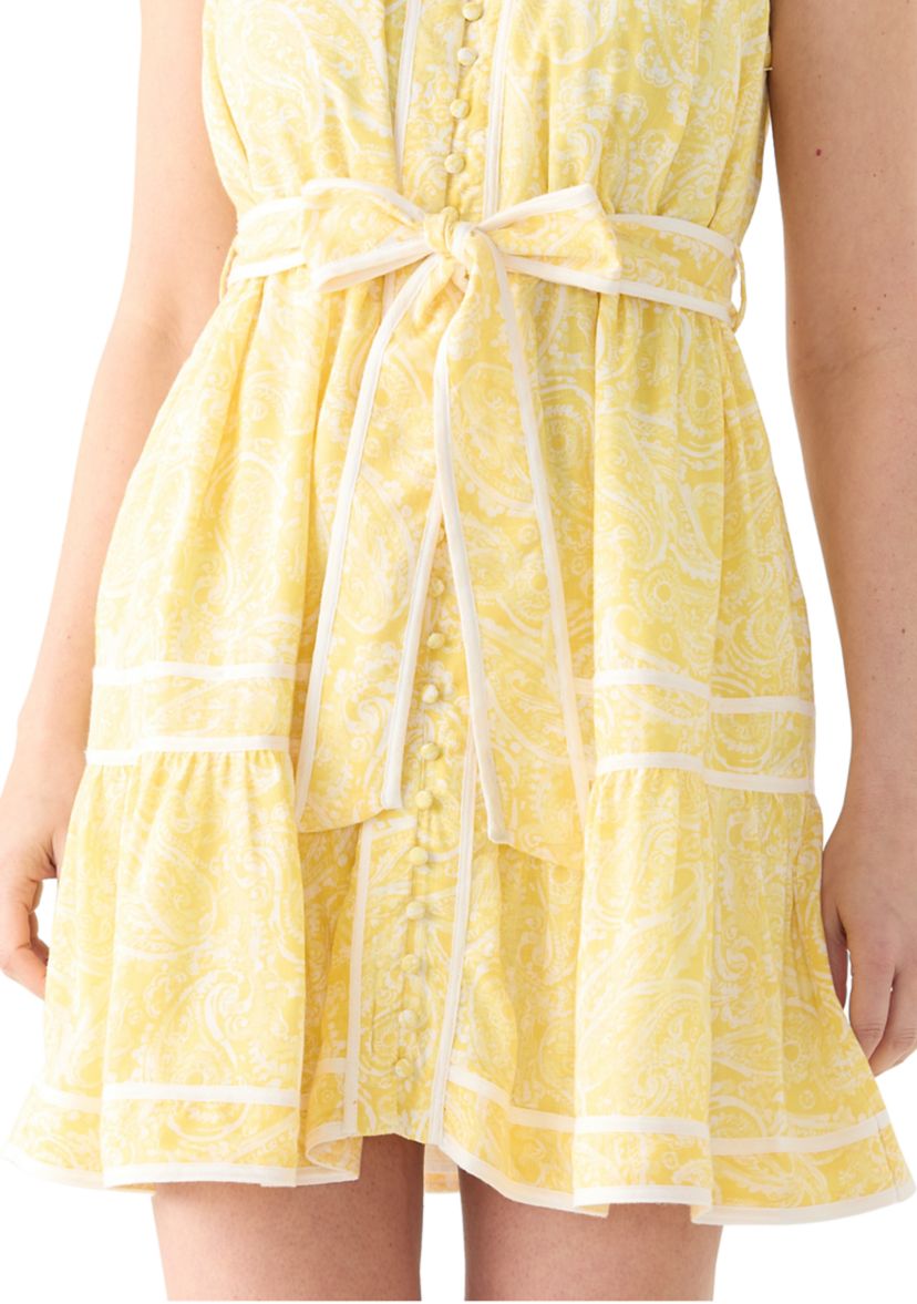 Womens Short Sleeve Eyelet Piped Dress 