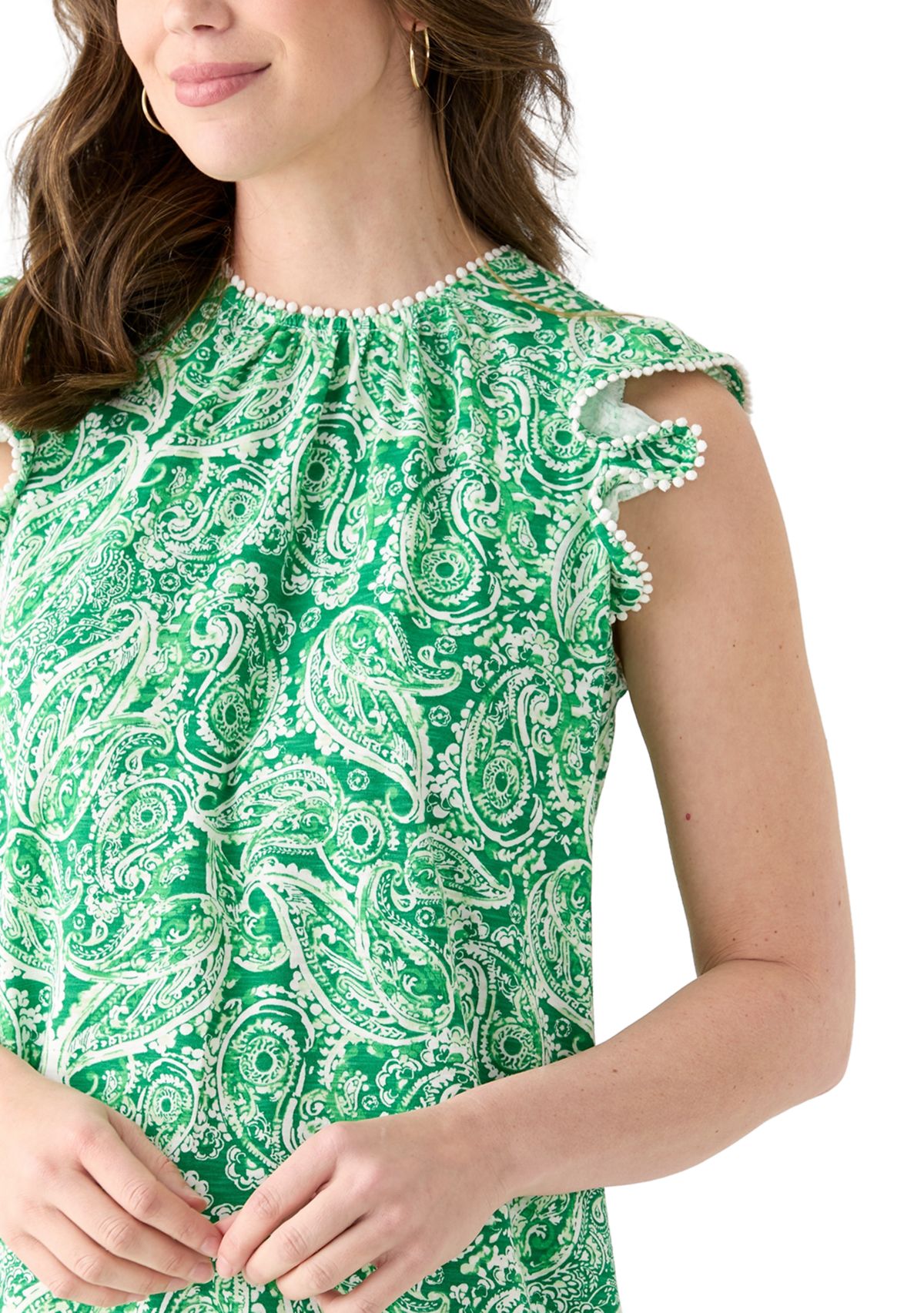 Womens Sleeveless Flutter Trim Dress