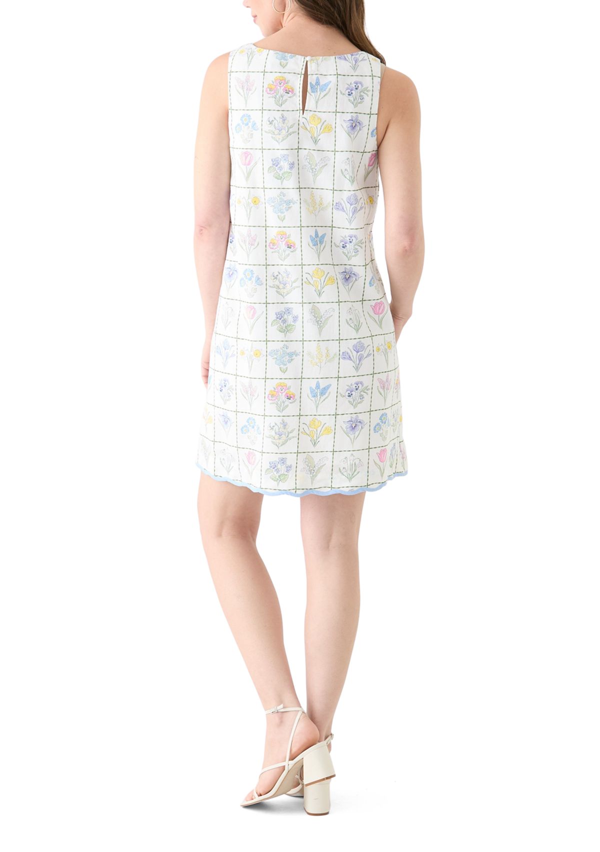 Womens Sleeveless Scallop Shift Dress