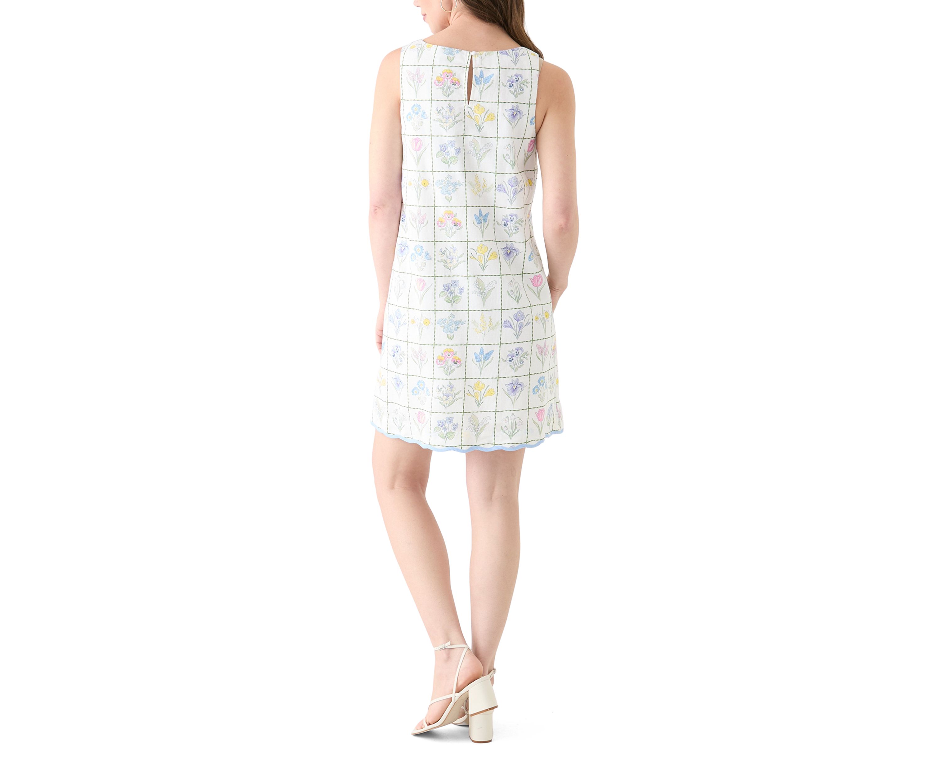 Womens Sleeveless Scallop Shift Dress
