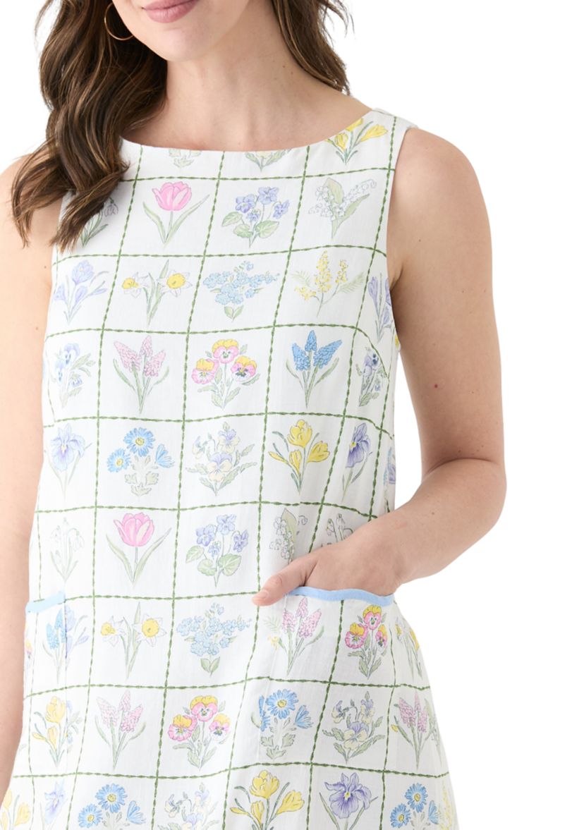 Womens Sleeveless Scallop Shift Dress