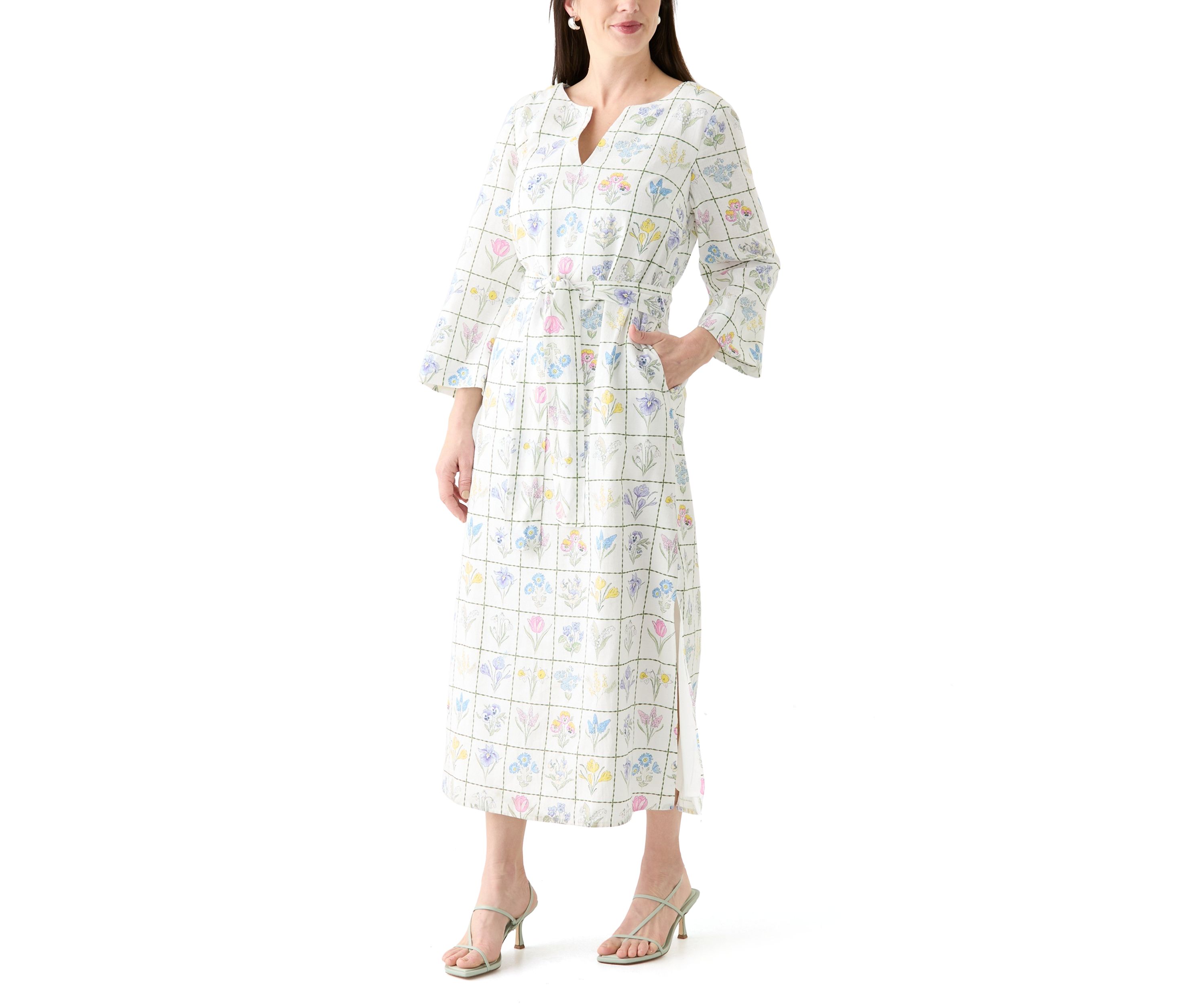 Womens Printed Kaftan Maxi Dress
