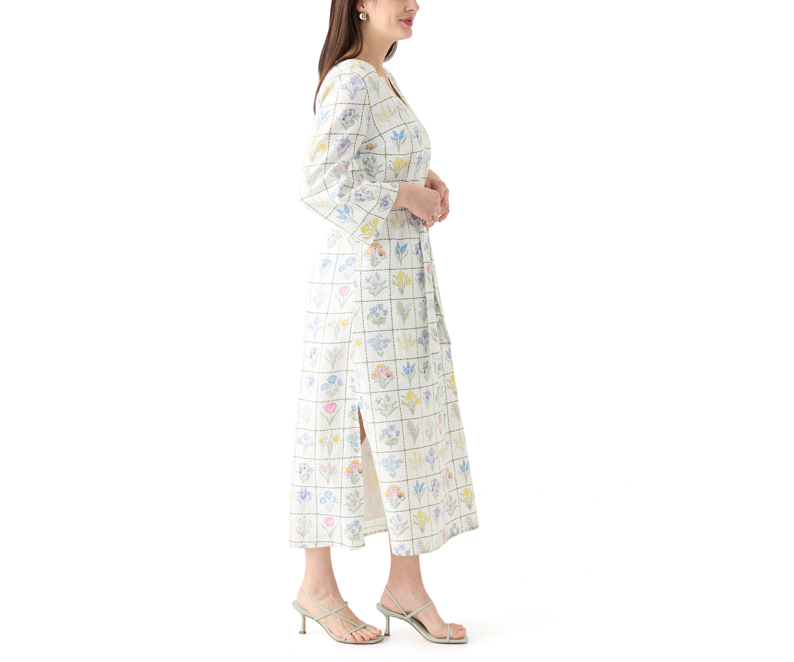 Womens Printed Kaftan Maxi Dress