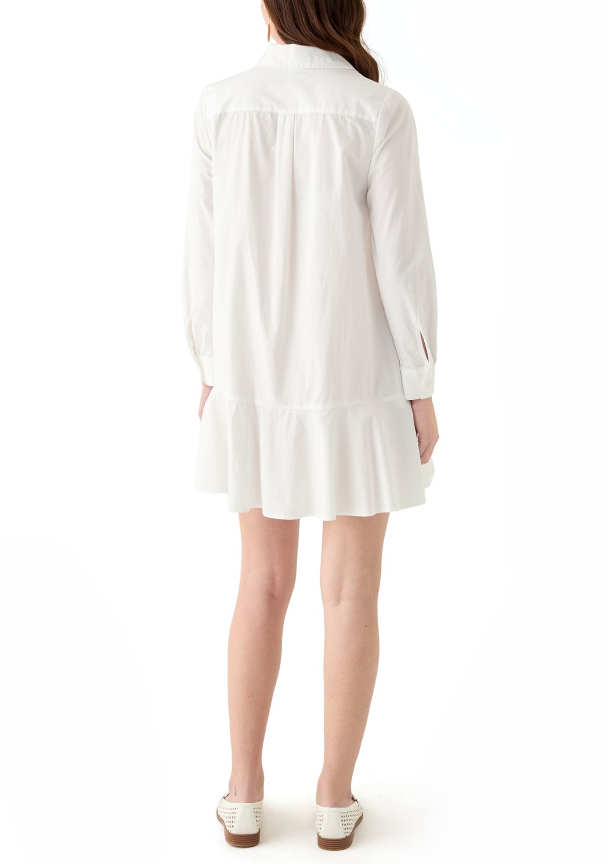 Womens Short Sleeve Flounce Shirtdress 