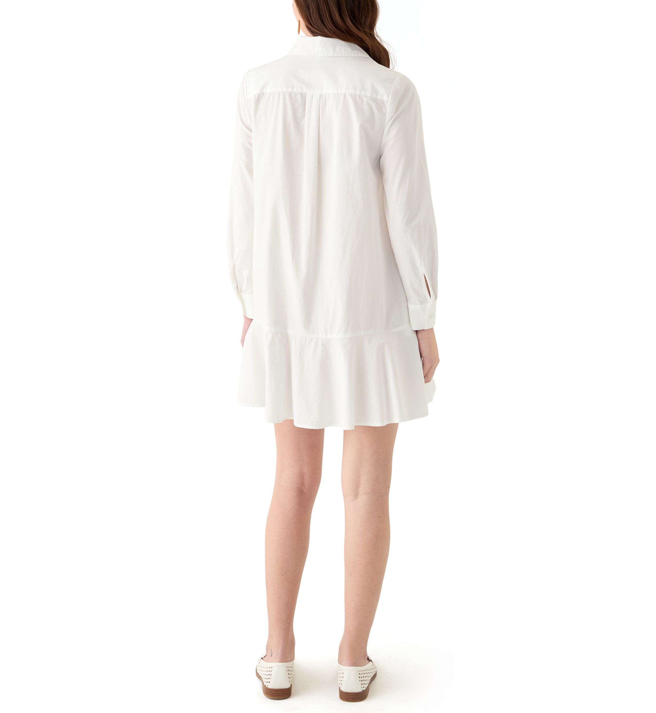 Womens Short Sleeve Flounce Shirtdress 
