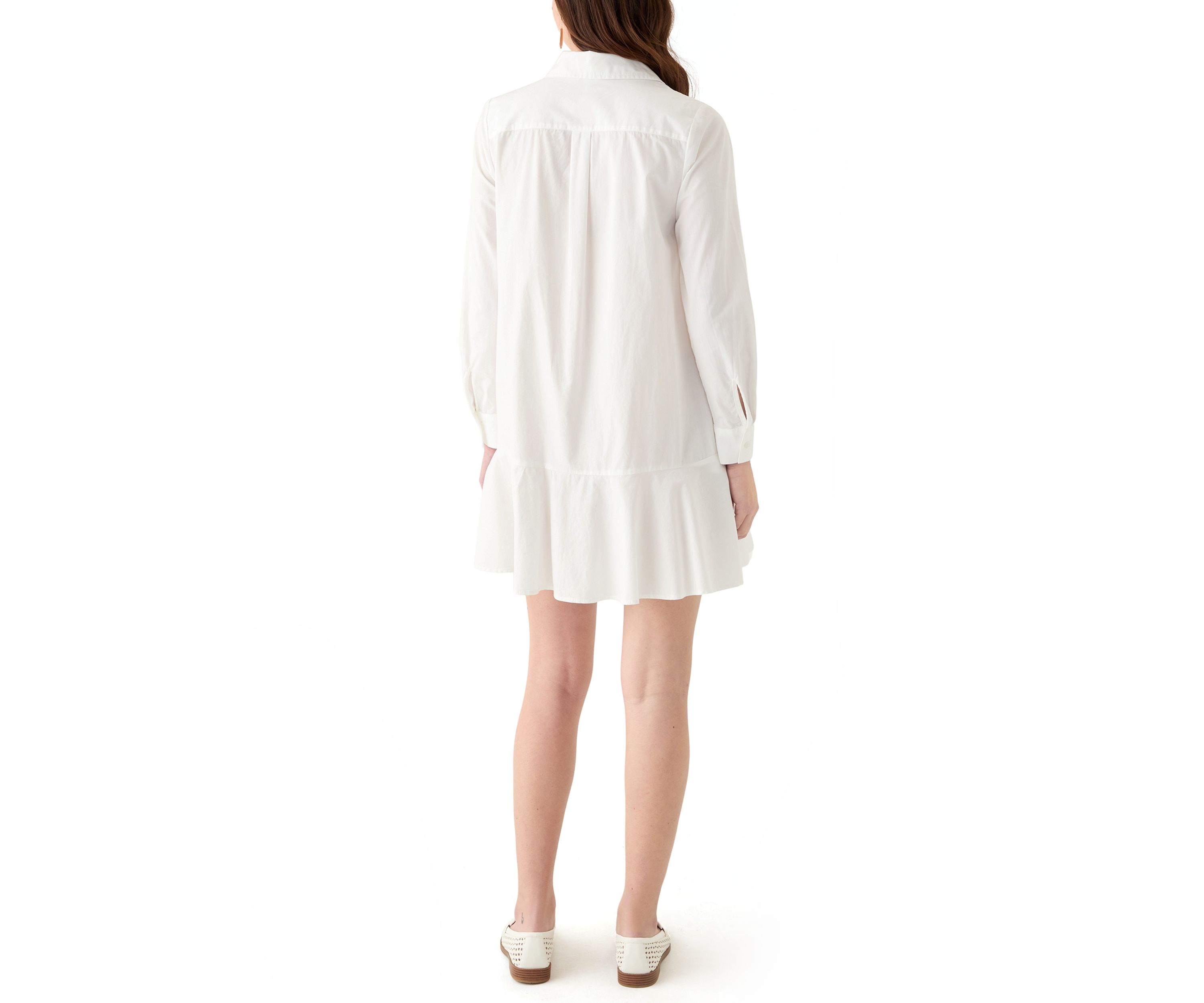 Womens Short Sleeve Flounce Shirtdress 