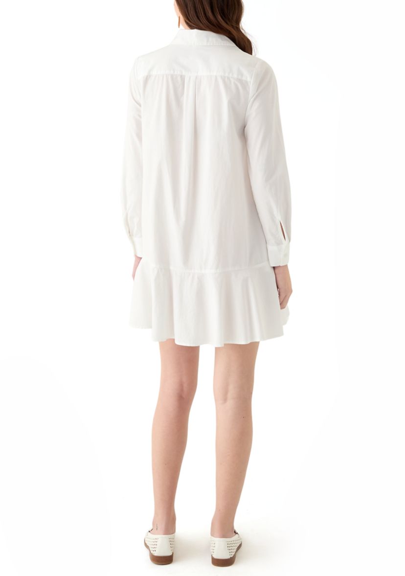 Womens Short Sleeve Flounce Shirtdress 