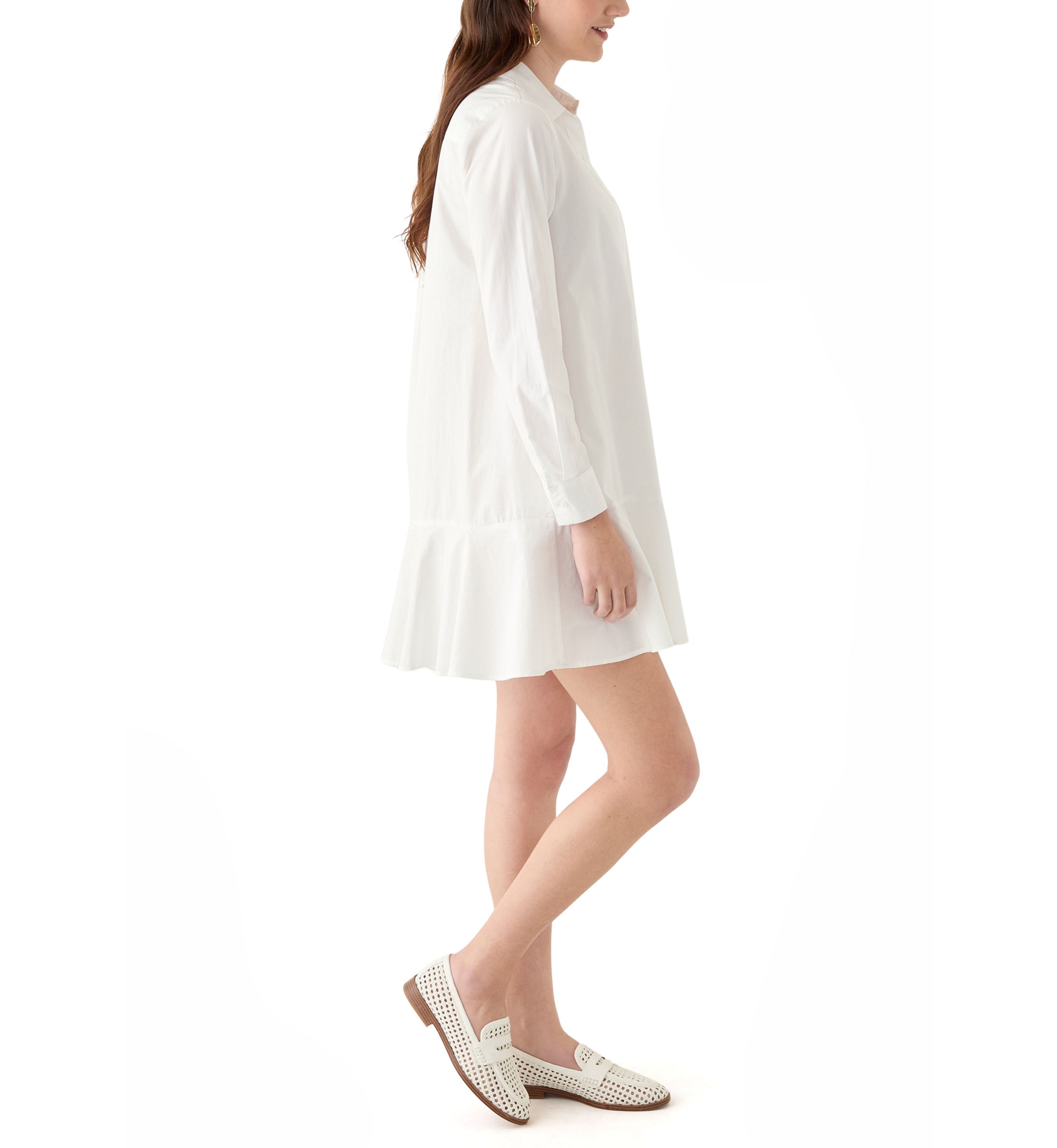 Womens Short Sleeve Flounce Shirtdress 