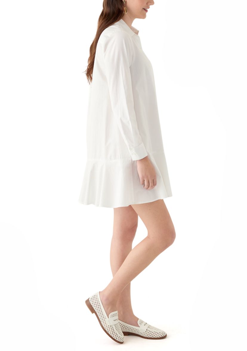 Womens Short Sleeve Flounce Shirtdress 