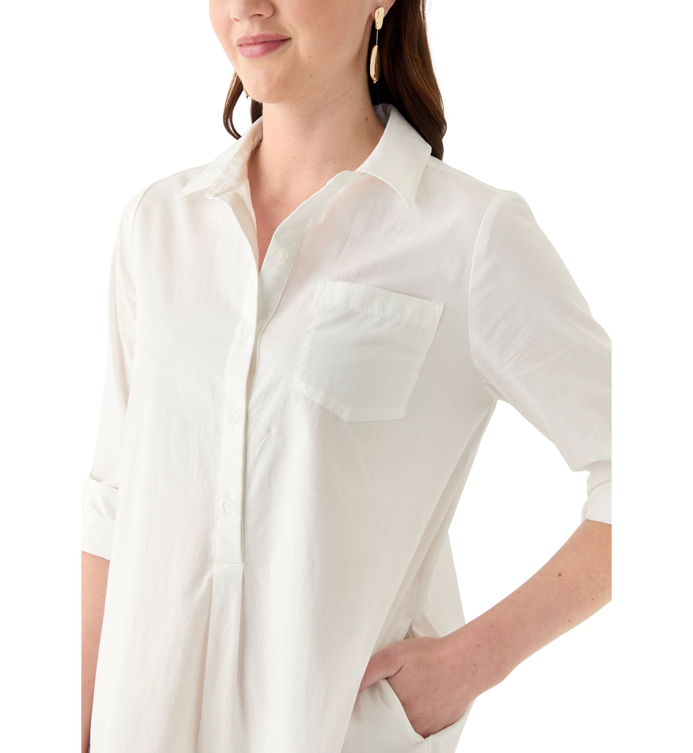 Womens Short Sleeve Flounce Shirtdress 