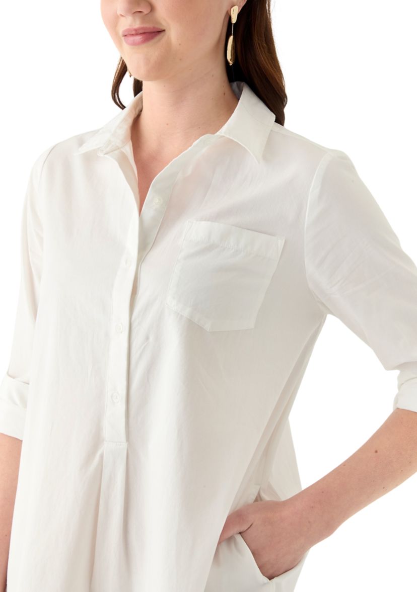 Womens Short Sleeve Flounce Shirtdress 