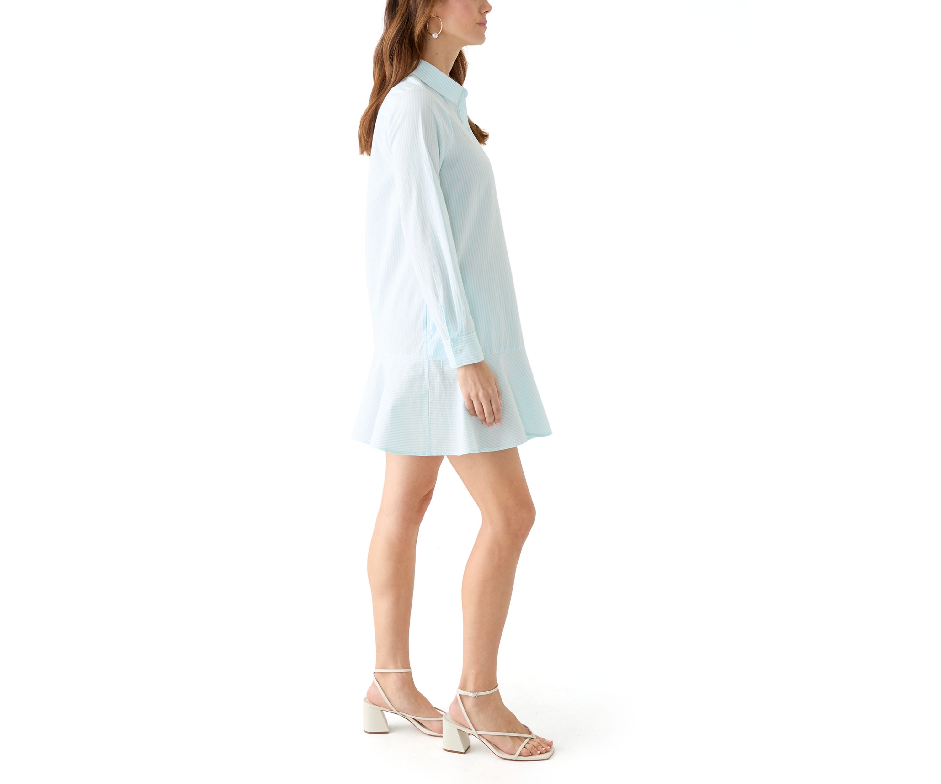 Womens Flounce Hem Shirtdress