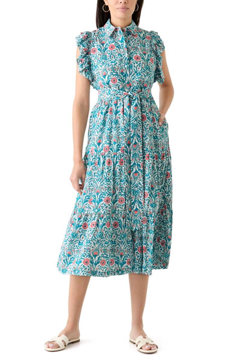 Womens Flutter Sleeve Floral Dress