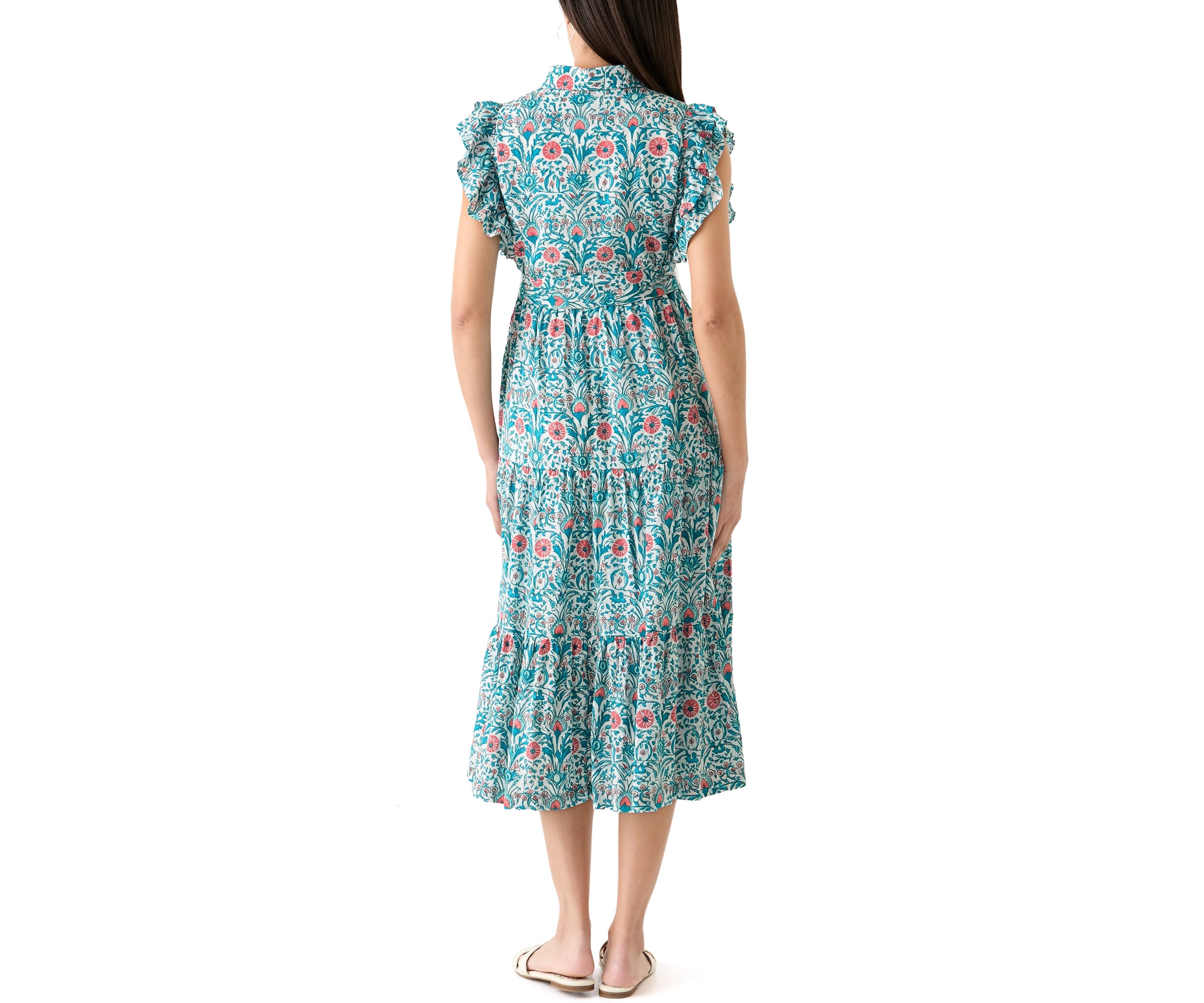 Womens Flutter Sleeve Floral Dress