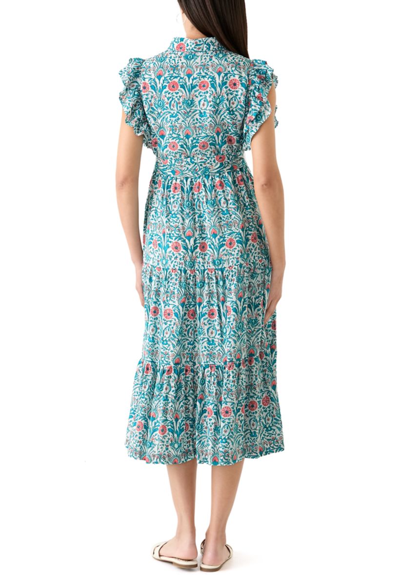 Womens Flutter Sleeve Floral Dress
