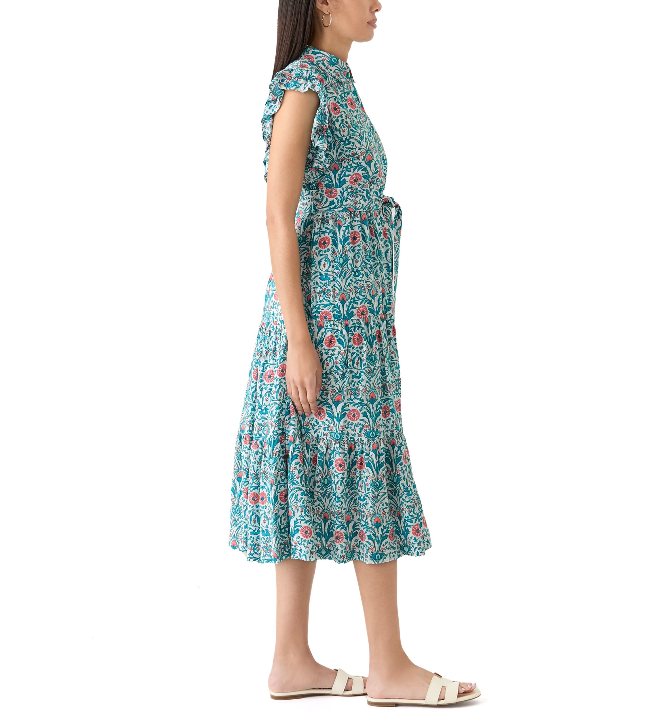Womens Flutter Sleeve Floral Dress