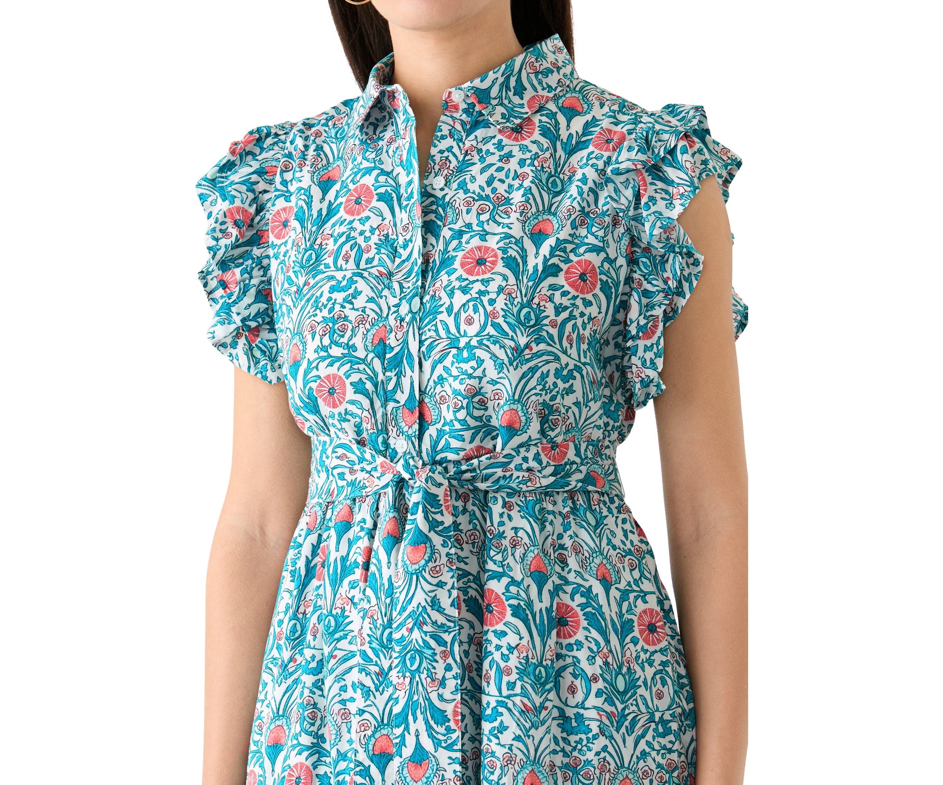Womens Flutter Sleeve Floral Dress