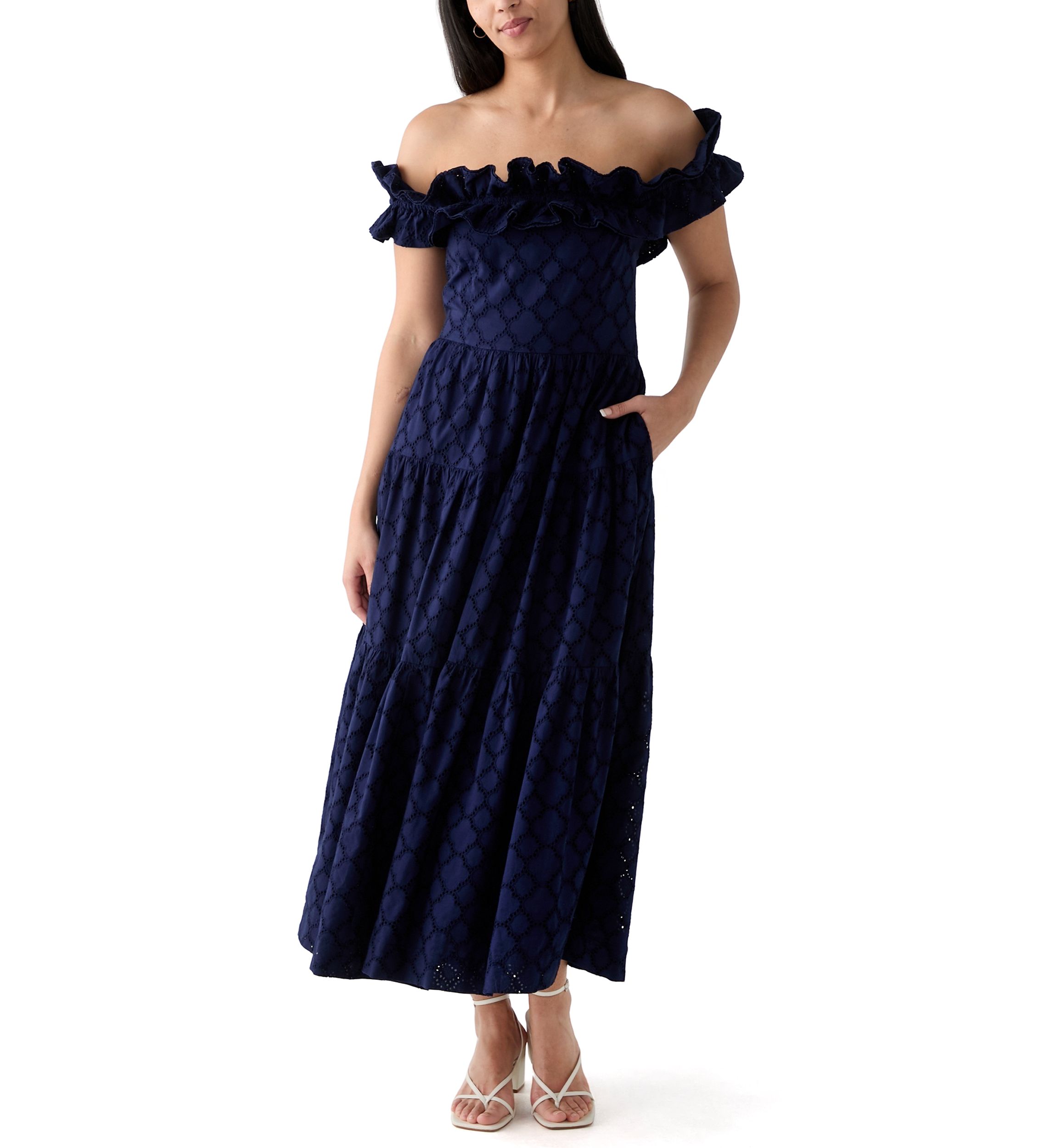 Womens Off the Shoulder Midi Dress