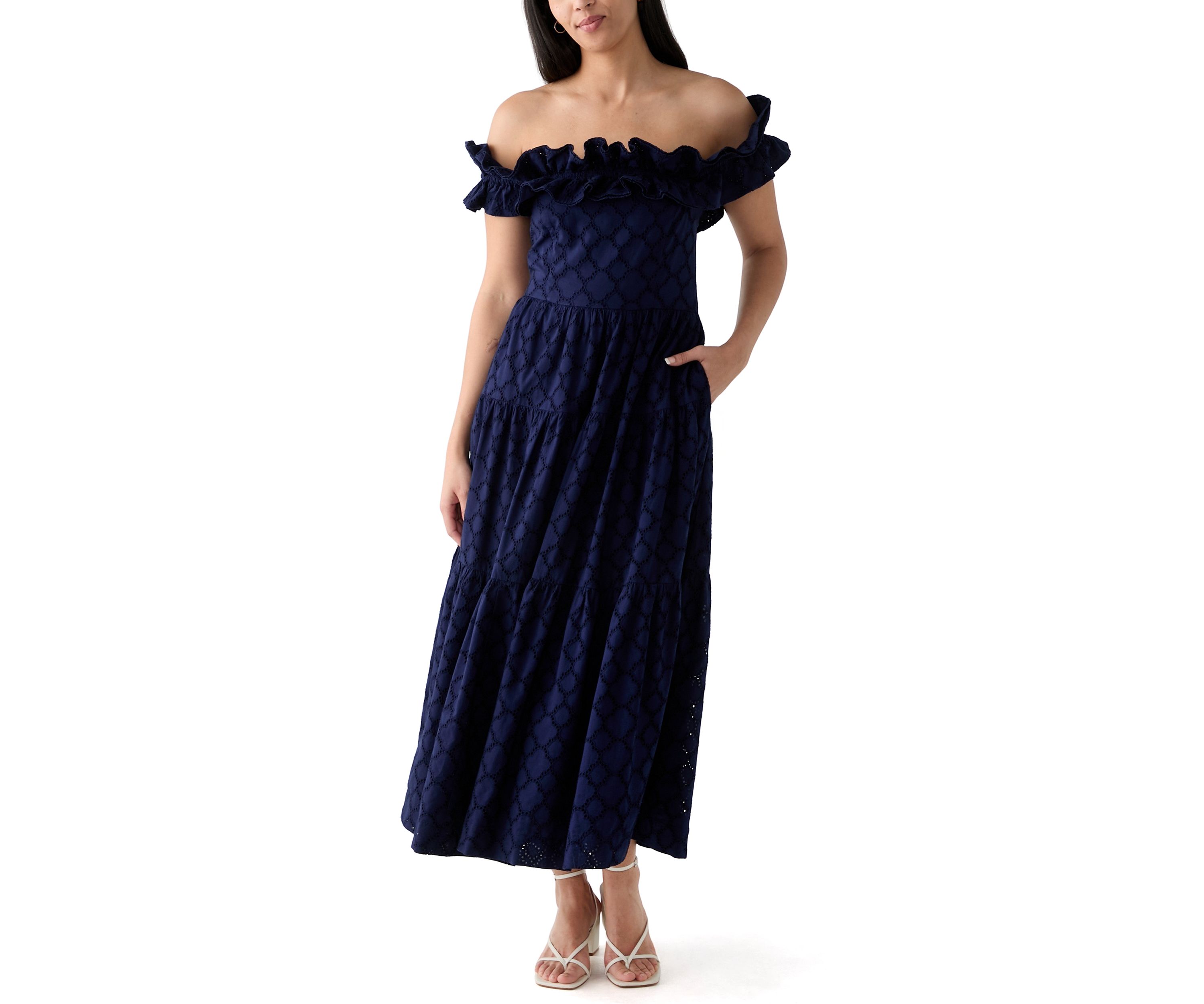 Womens Off the Shoulder Midi Dress