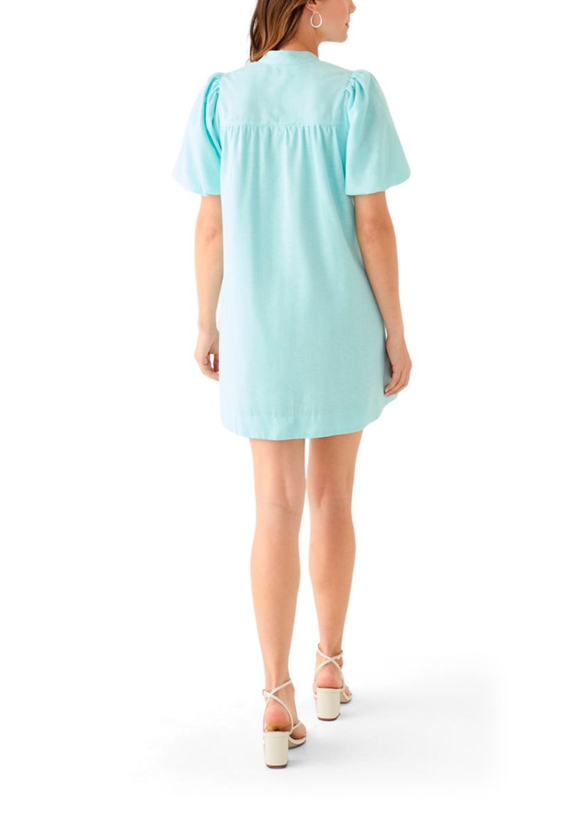 Womens Button Front Embroidered Dress