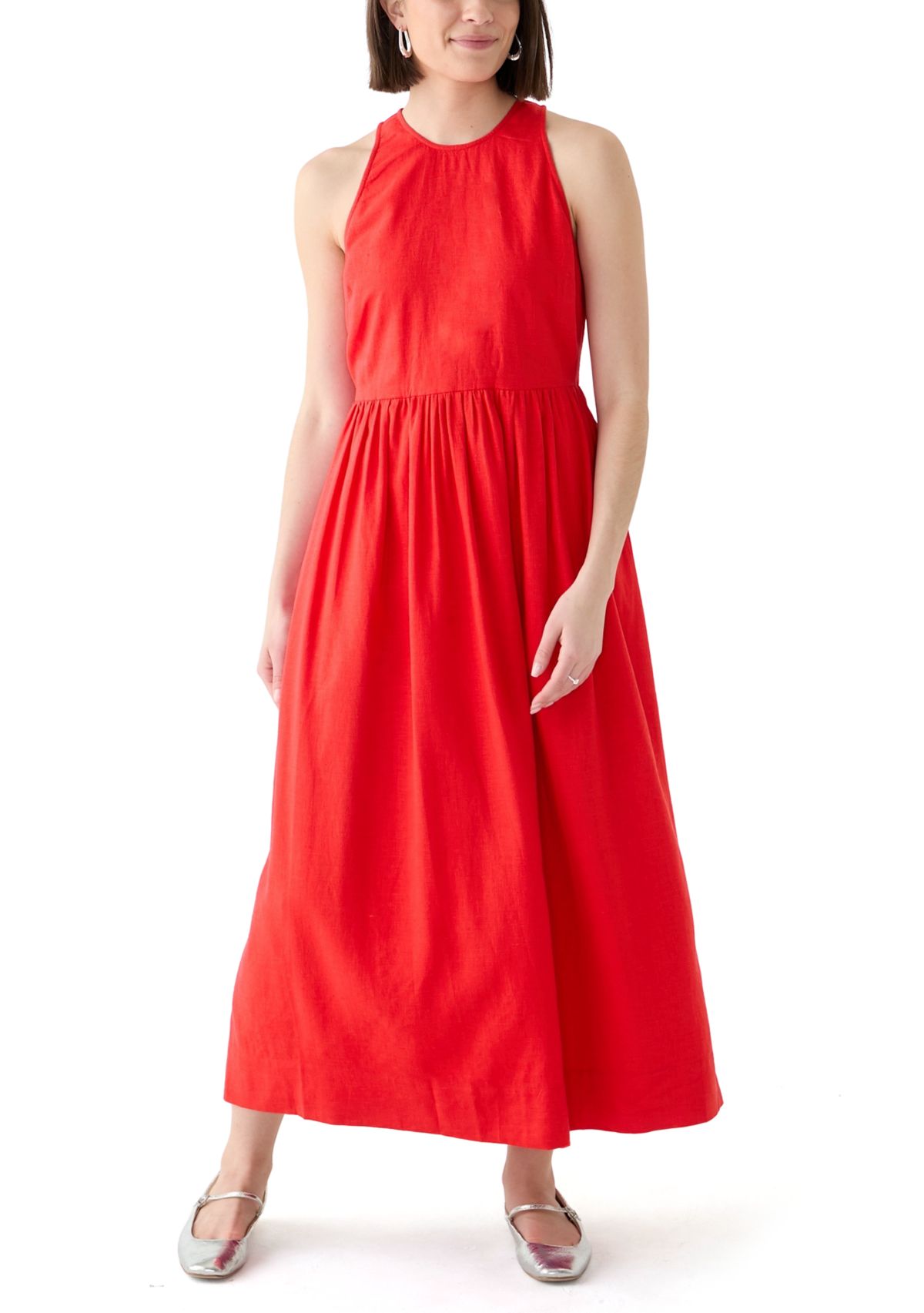 Womens Sleeveless Linen Blend Tank Dress