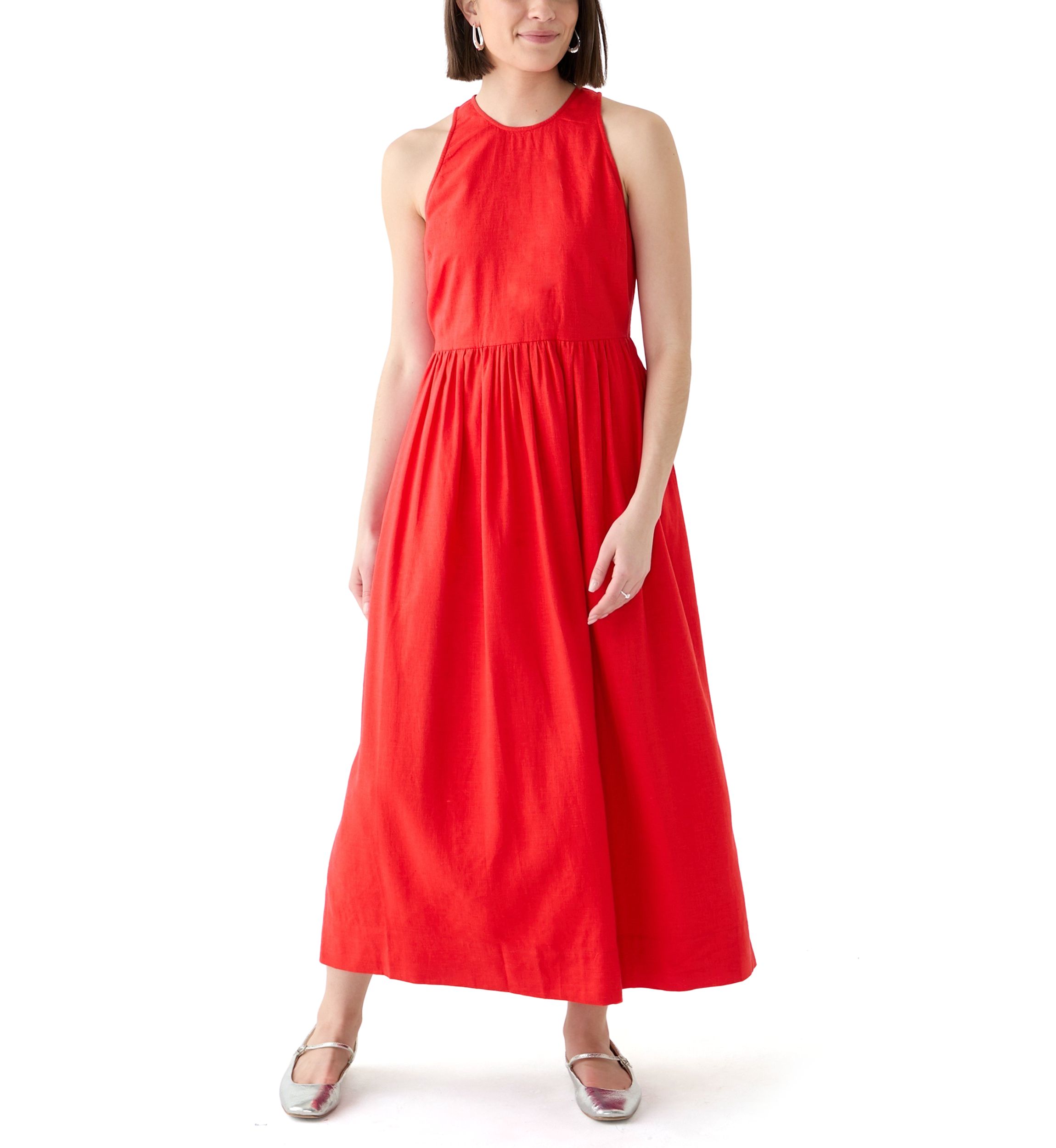 Womens Sleeveless Linen Blend Tank Dress