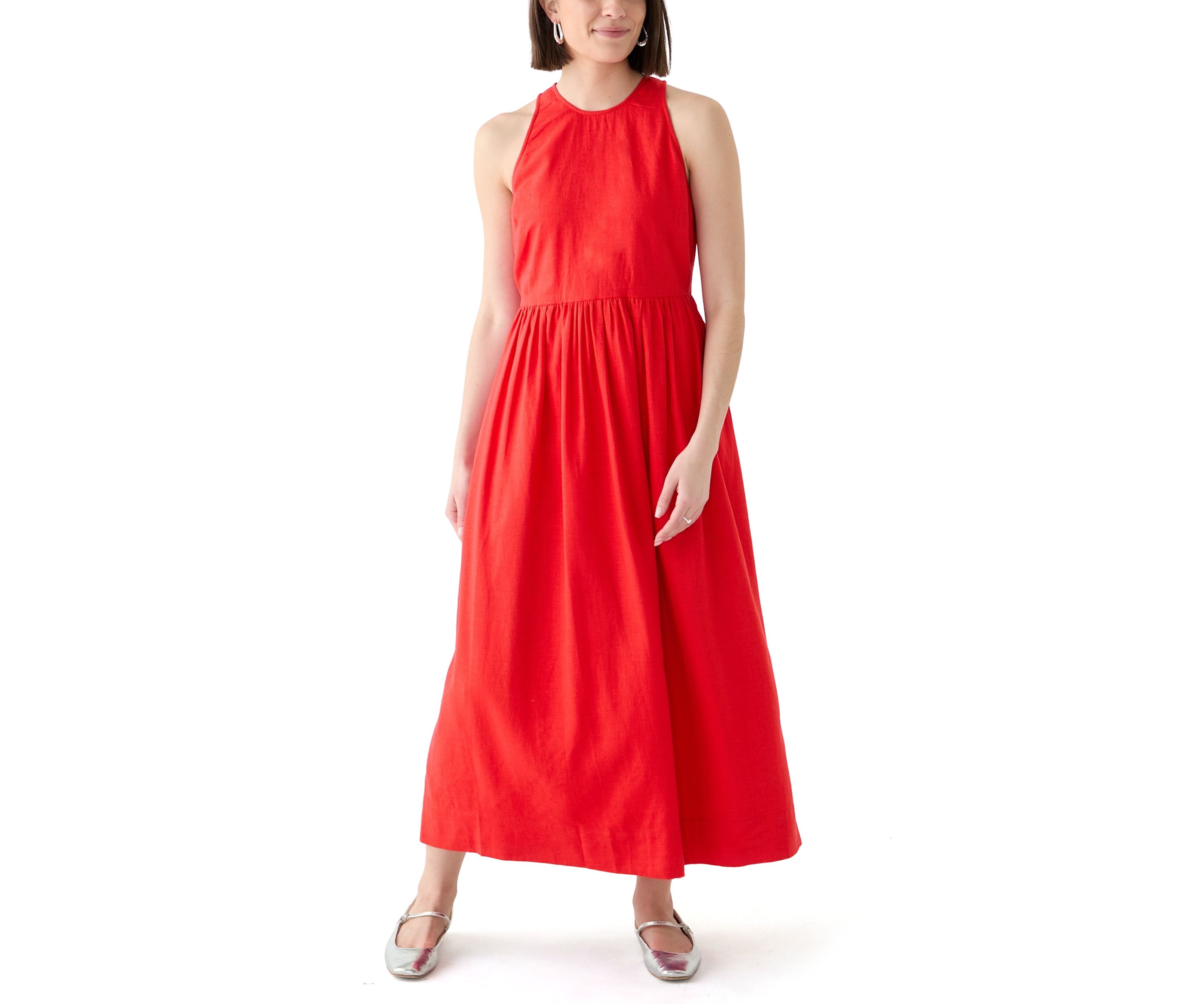 Womens Sleeveless Linen Blend Tank Dress