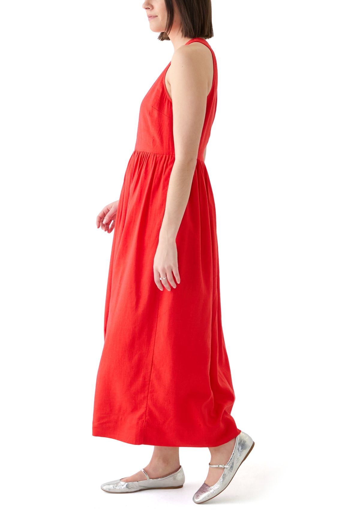 Womens Sleeveless Linen Blend Tank Dress