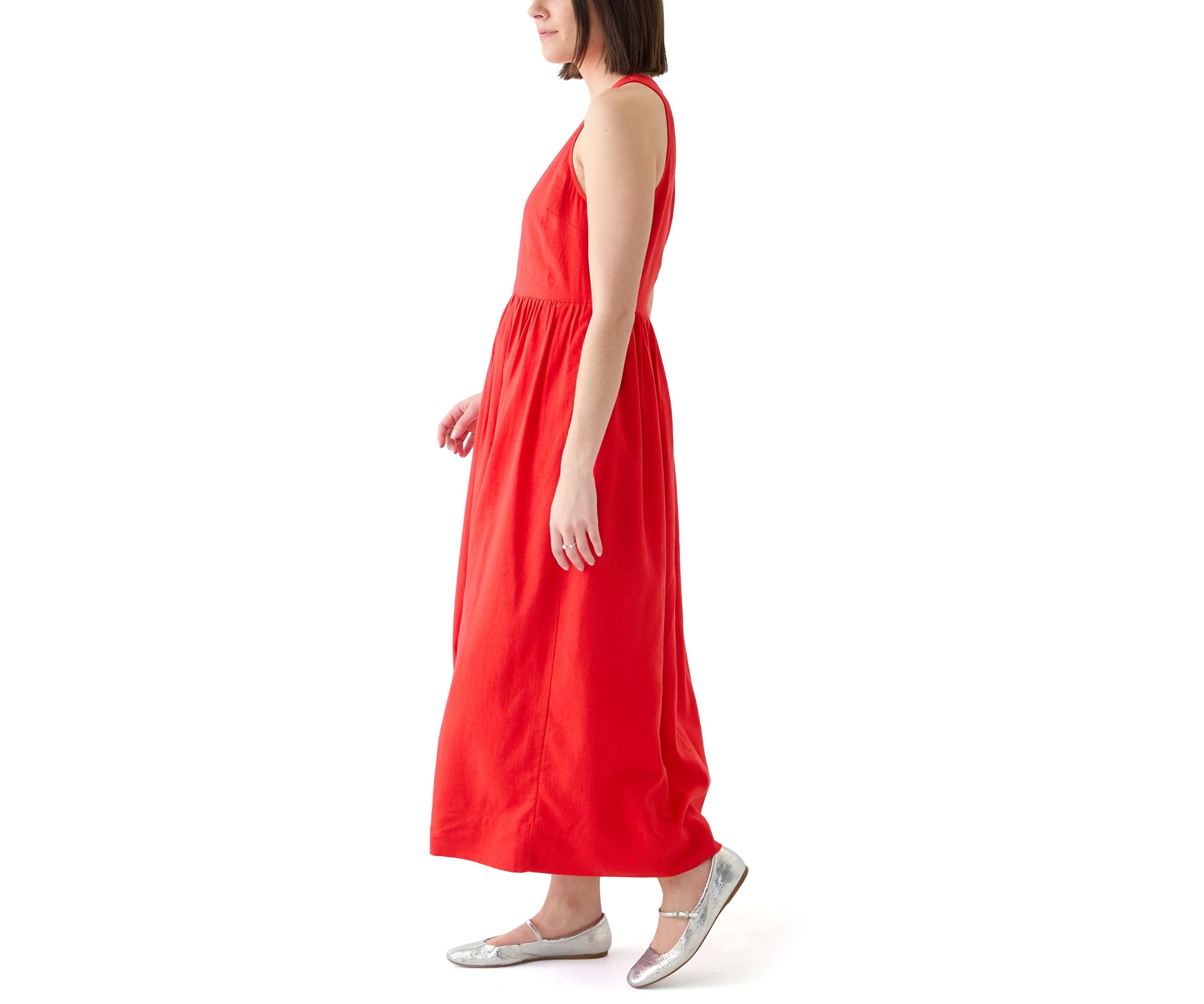 Womens Sleeveless Linen Blend Tank Dress