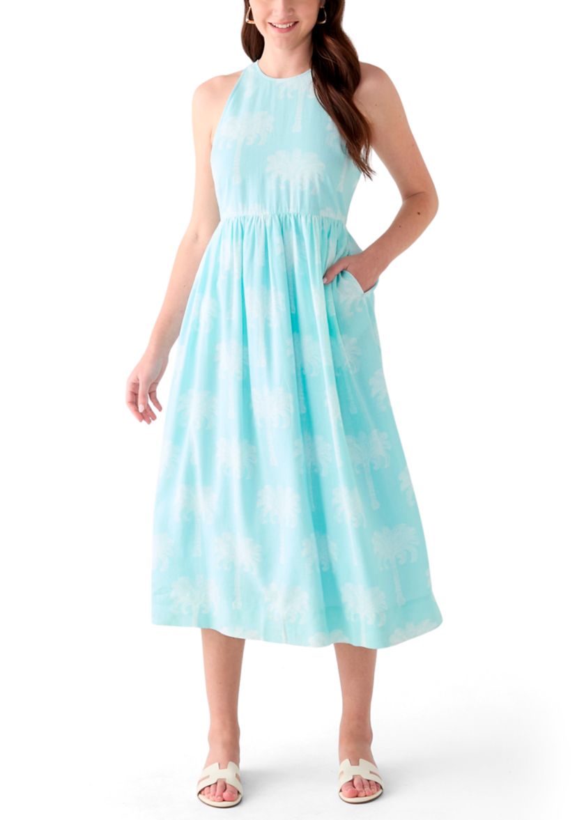 Womens Sleeveless Linen Tank Yarn Dyed Dress
