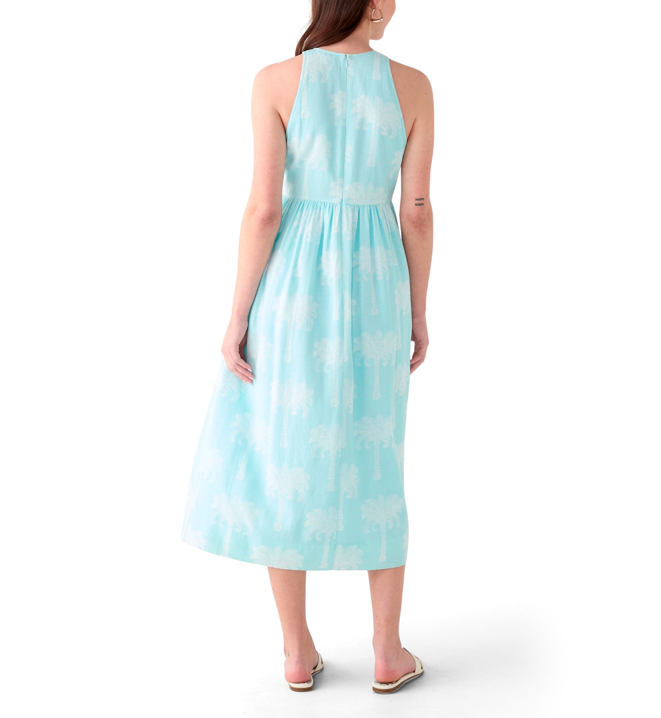 Womens Sleeveless Linen Tank Yarn Dyed Dress