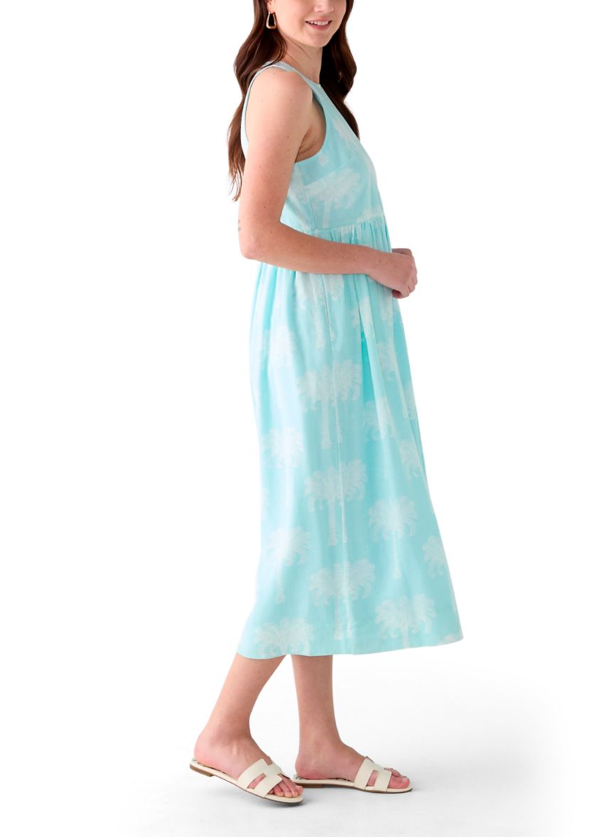 Womens Sleeveless Linen Tank Yarn Dyed Dress