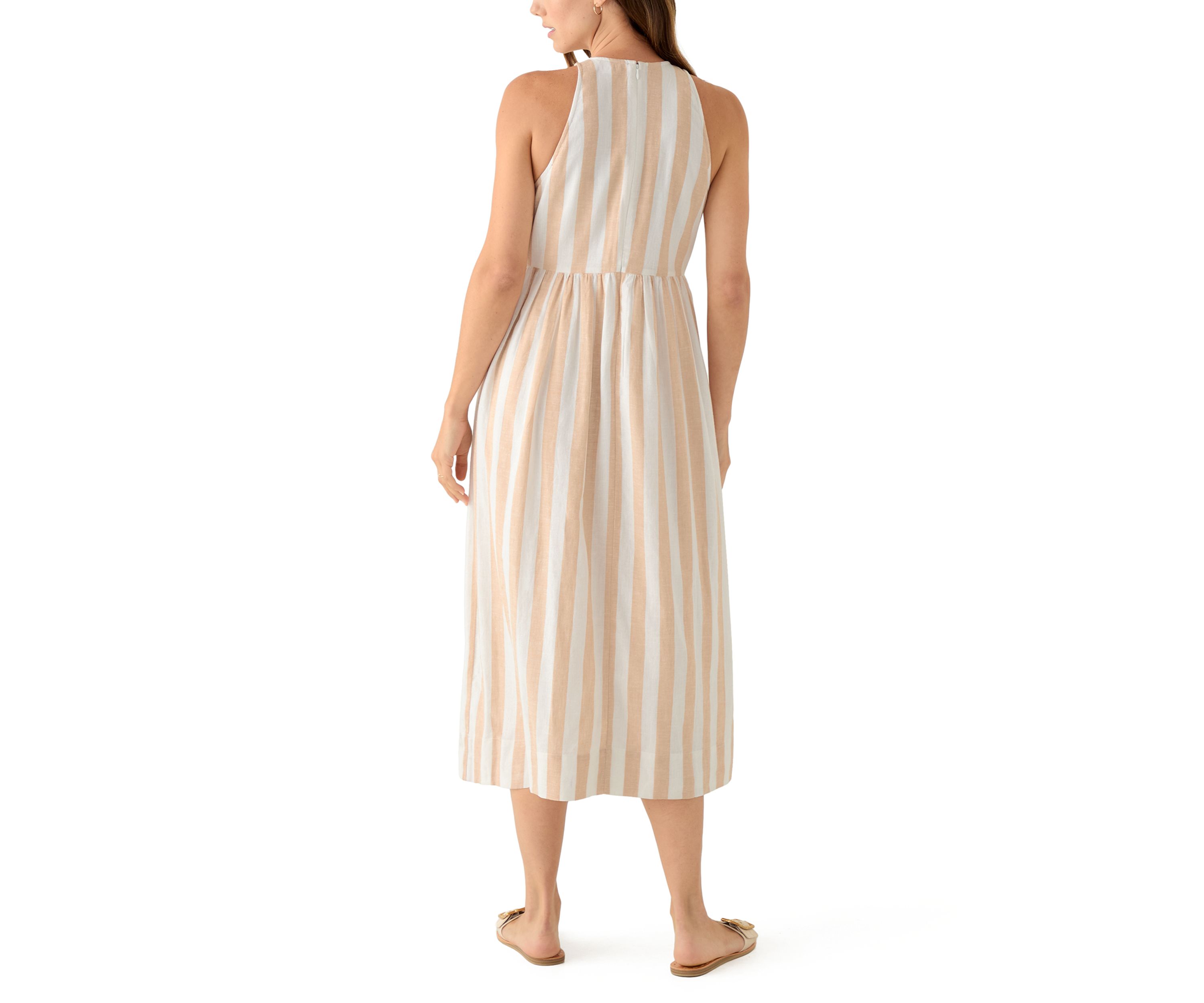 Womens Sleeveless Linen Yarn Dyed Tank Dress