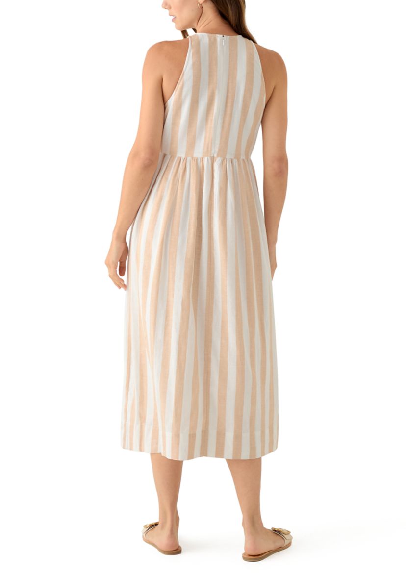 Womens Sleeveless Linen Yarn Dyed Tank Dress