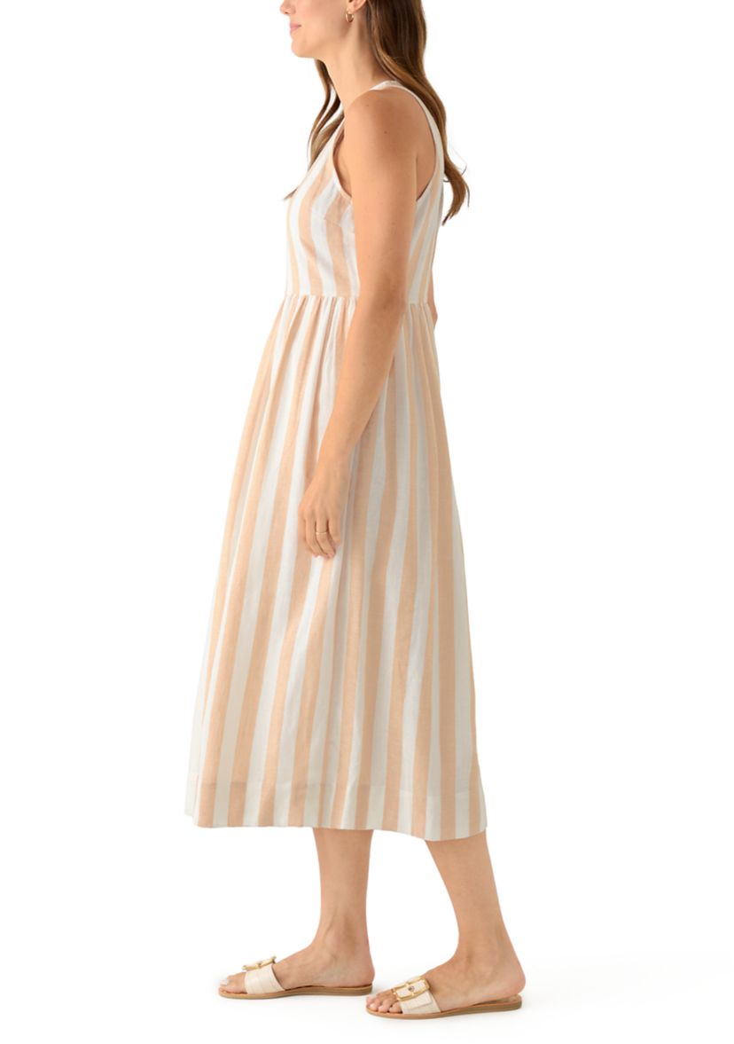 Womens Sleeveless Linen Yarn Dyed Tank Dress