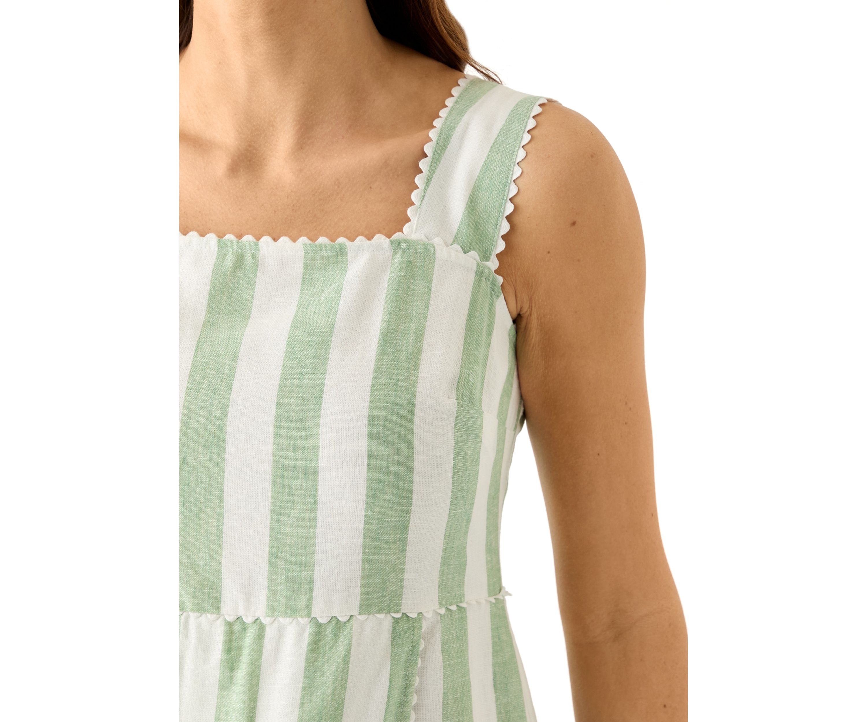 Womens Sleeveless Yarn Dyed Linen Tank Dress