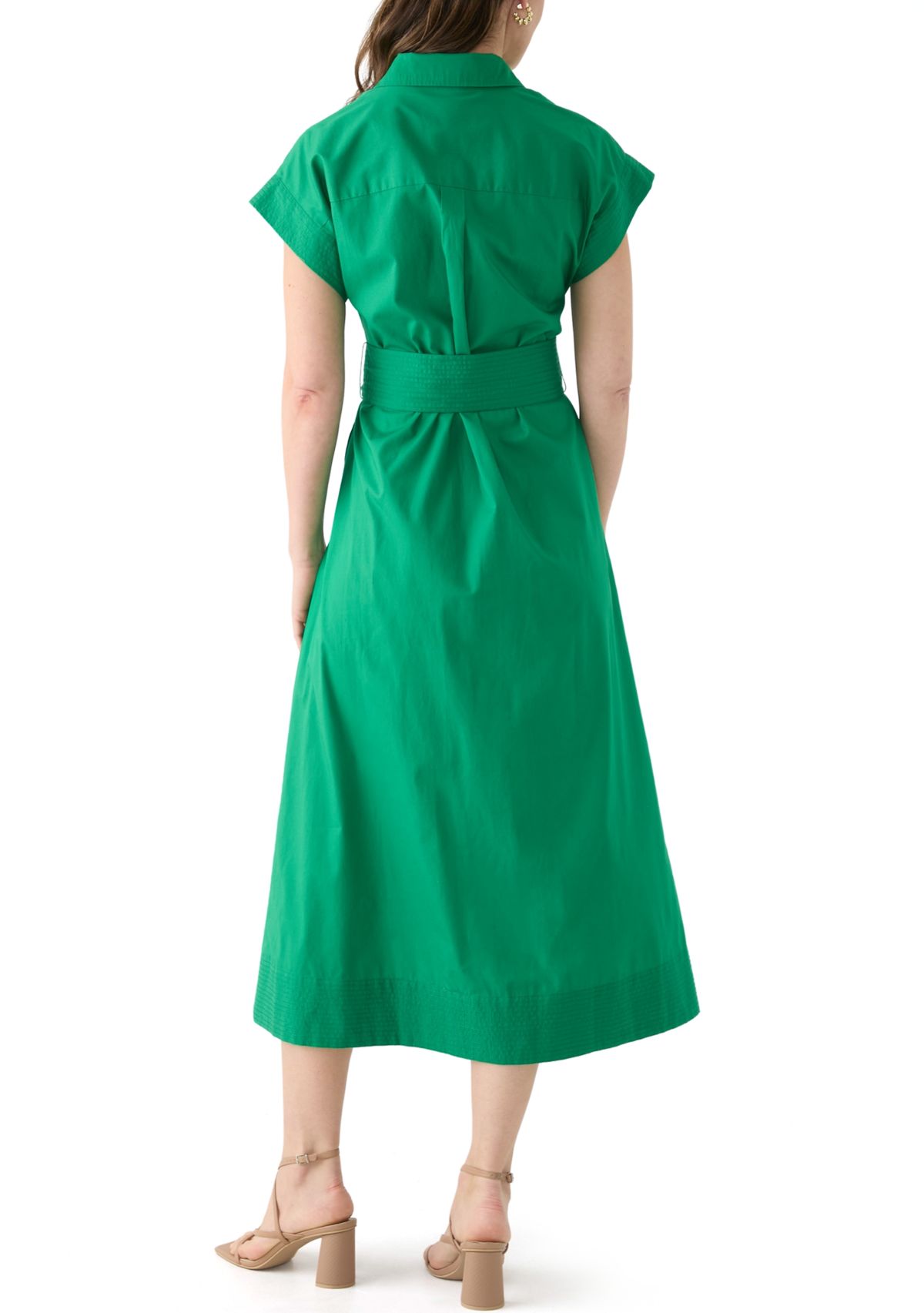 Womens Belted Midi Dress