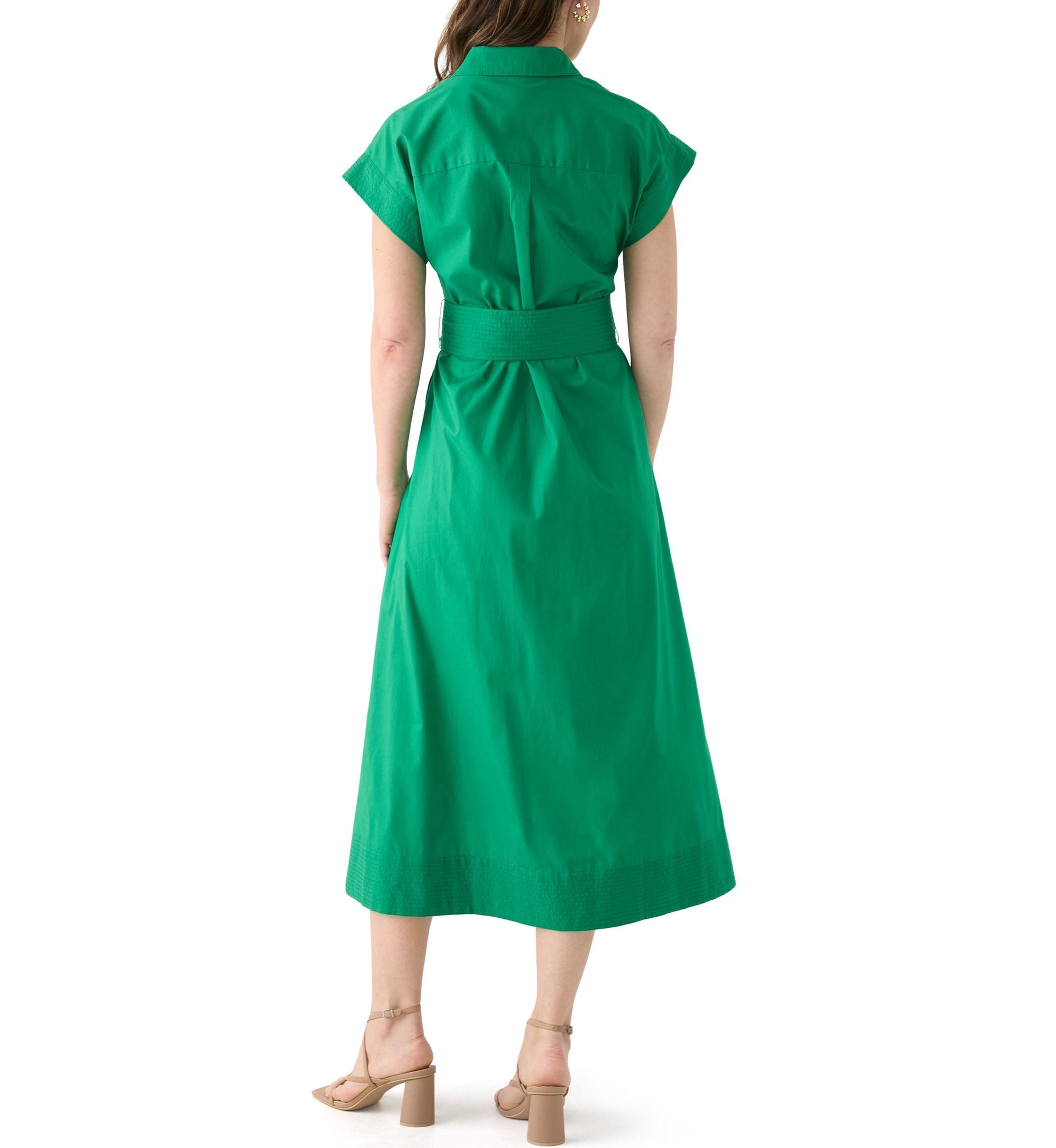 Womens Belted Midi Dress
