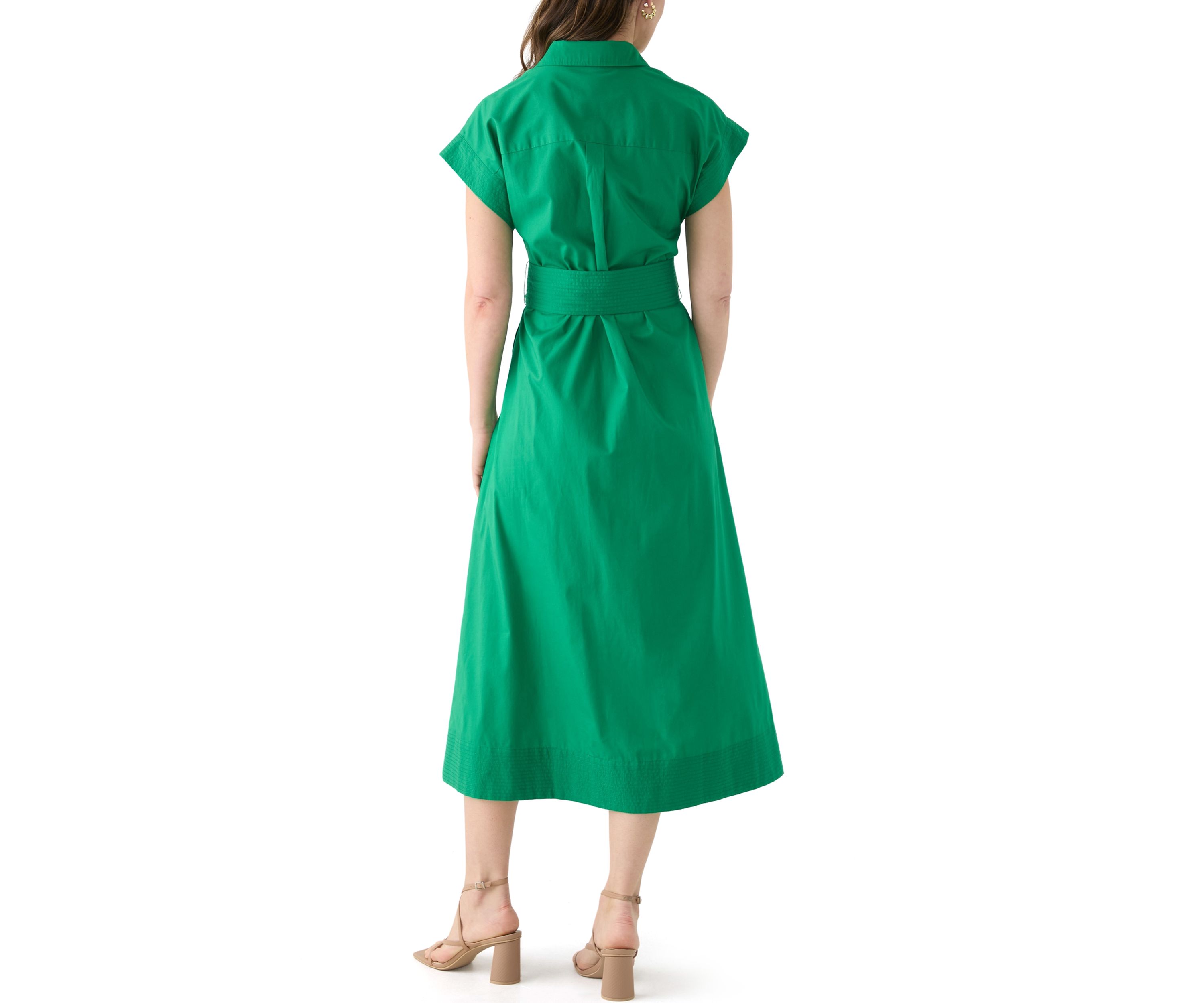 Womens Belted Midi Dress
