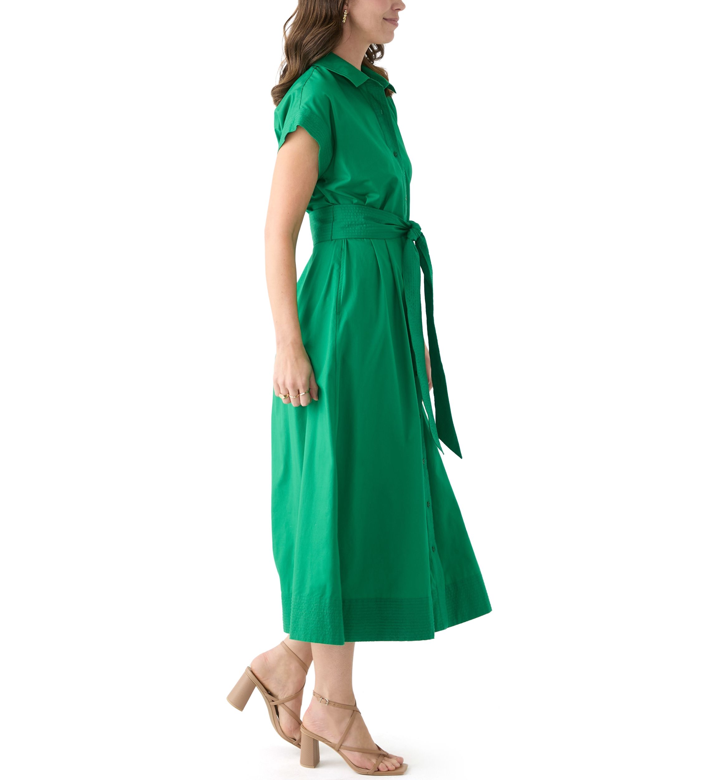 Womens Belted Midi Dress