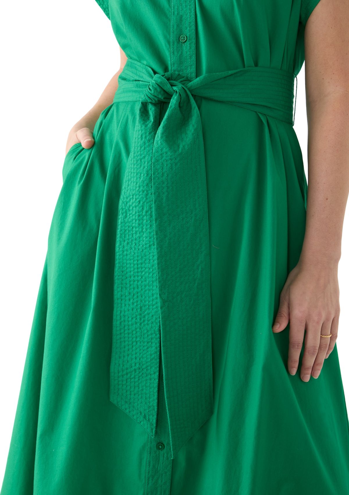 Womens Belted Midi Dress