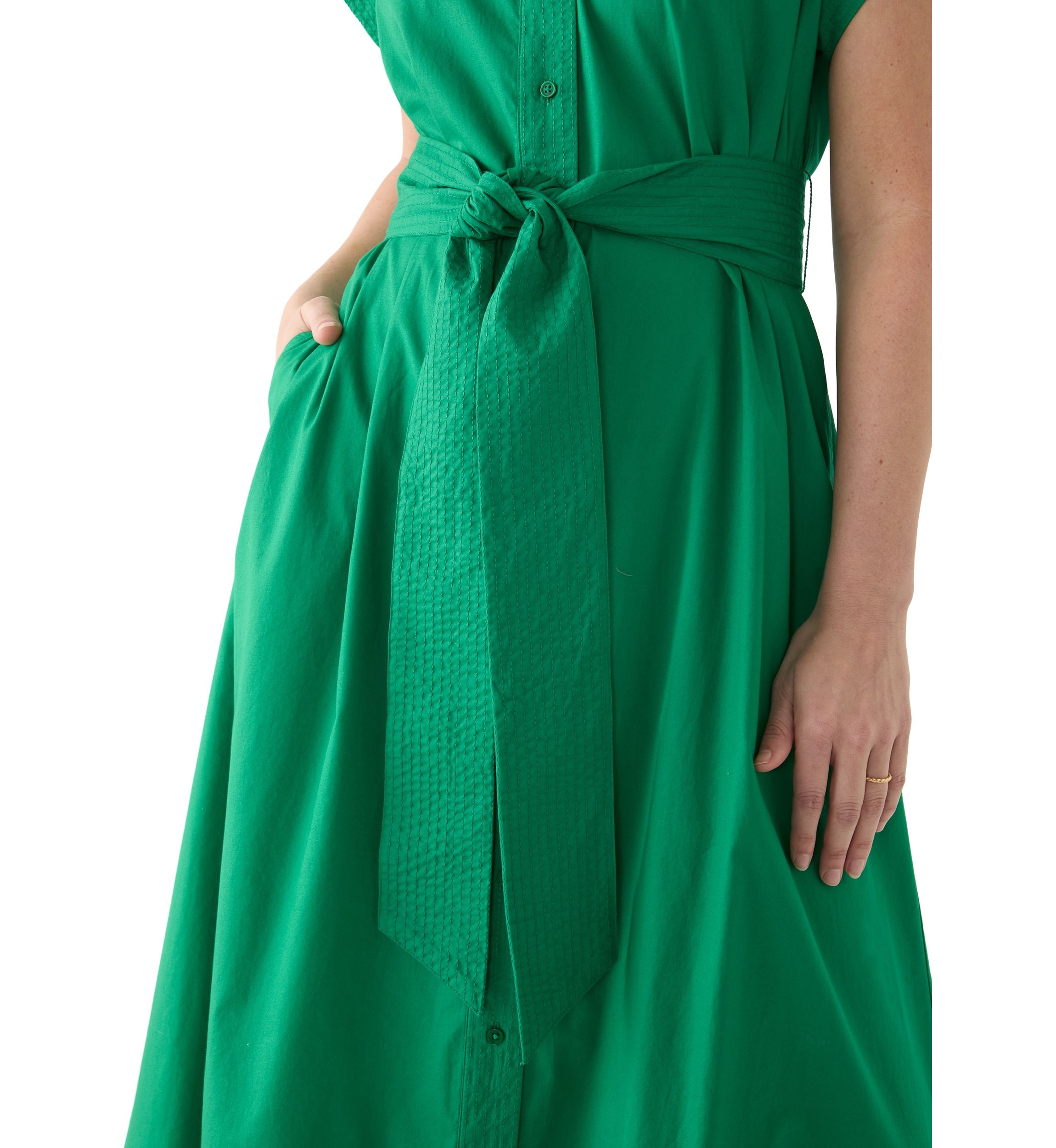 Womens Belted Midi Dress