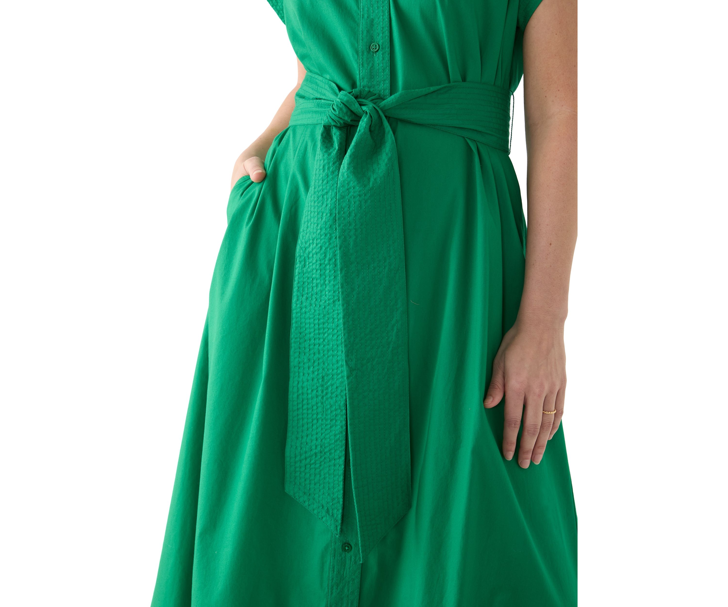 Womens Belted Midi Dress